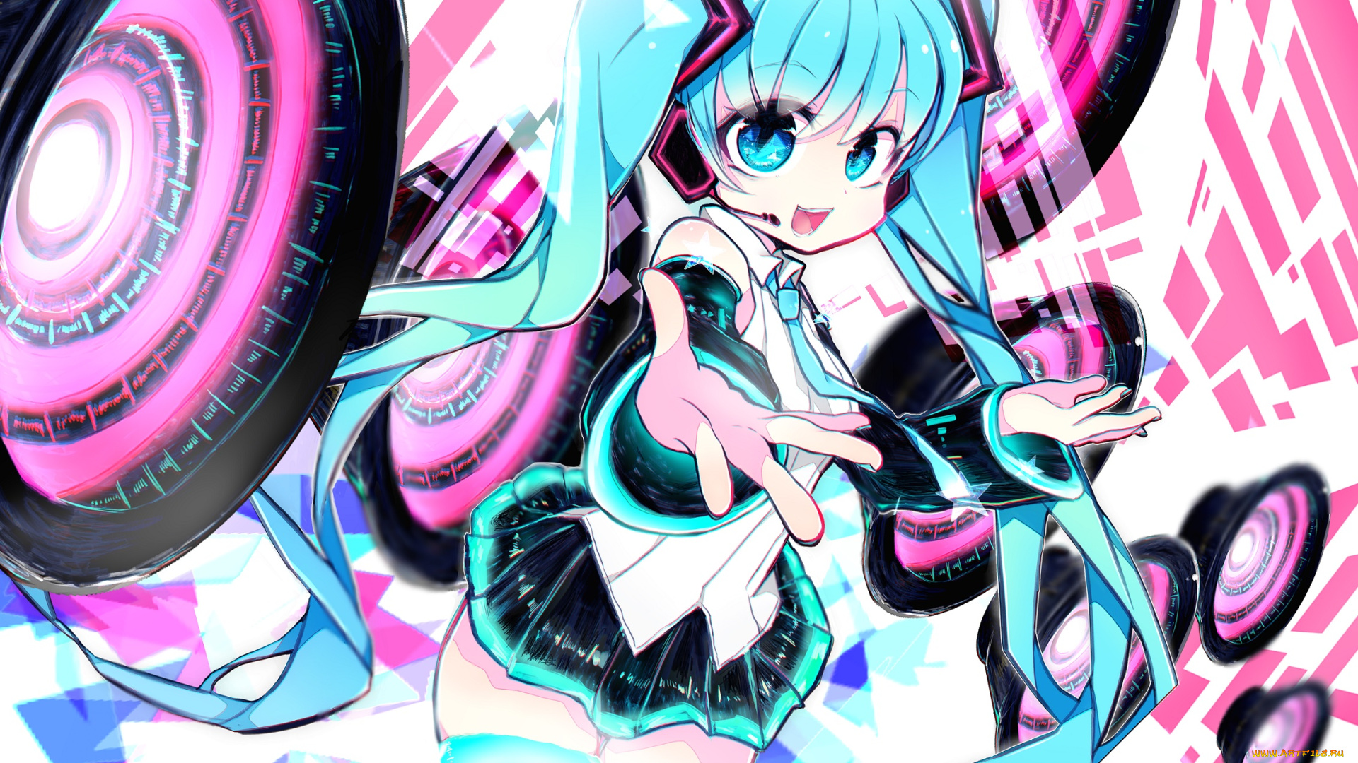 аниме, vocaloid, девушка, фон, взгляд