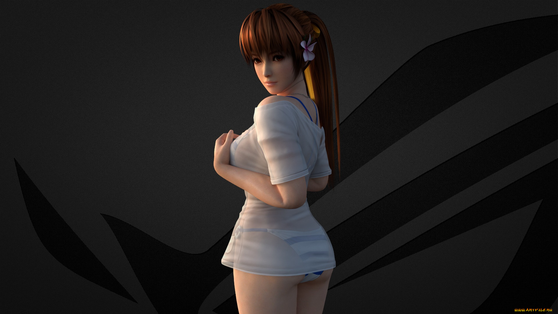 компьютеры, asus, взгляд, фон, логотип, девушка