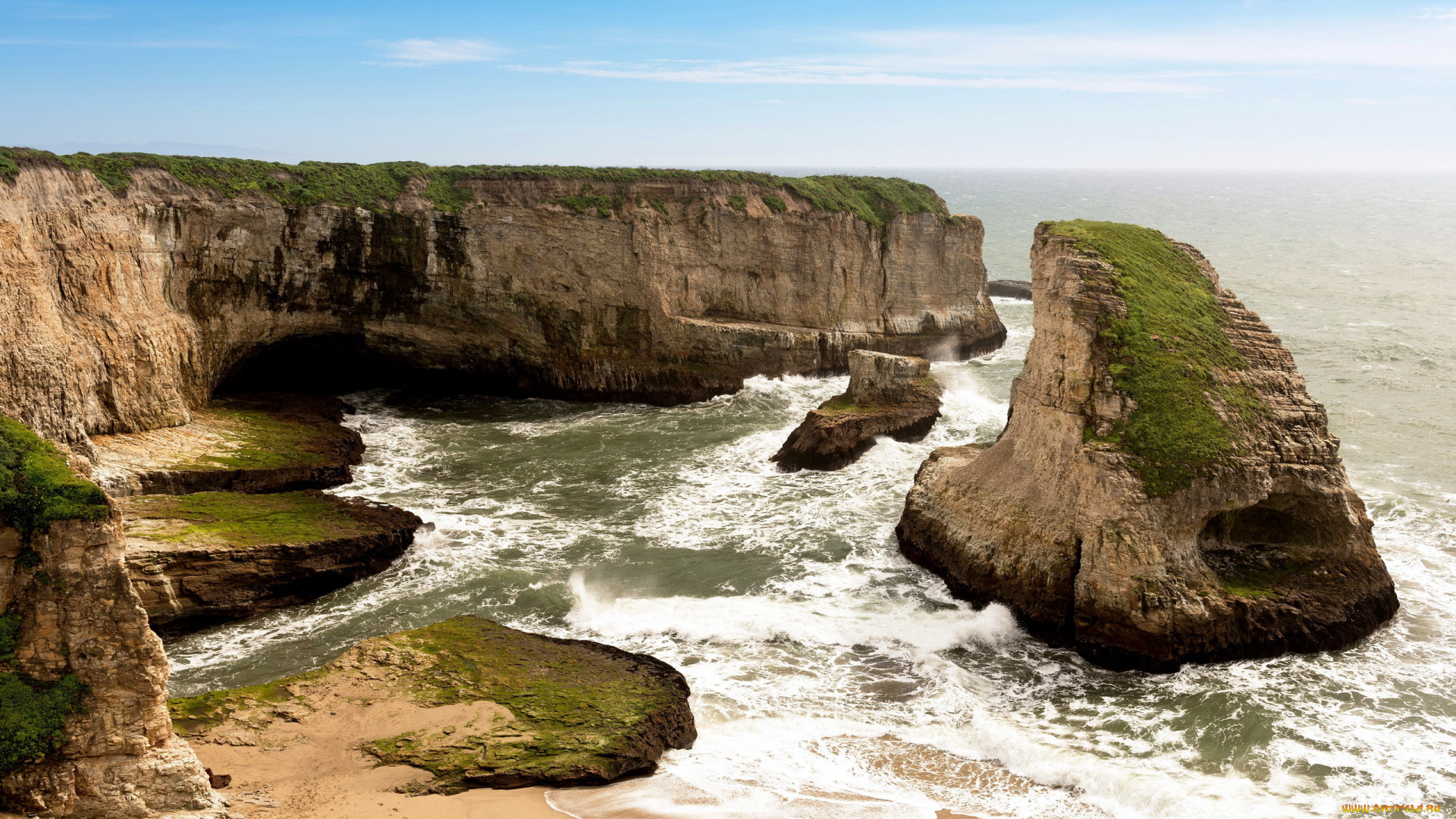 природа, побережье, скалы