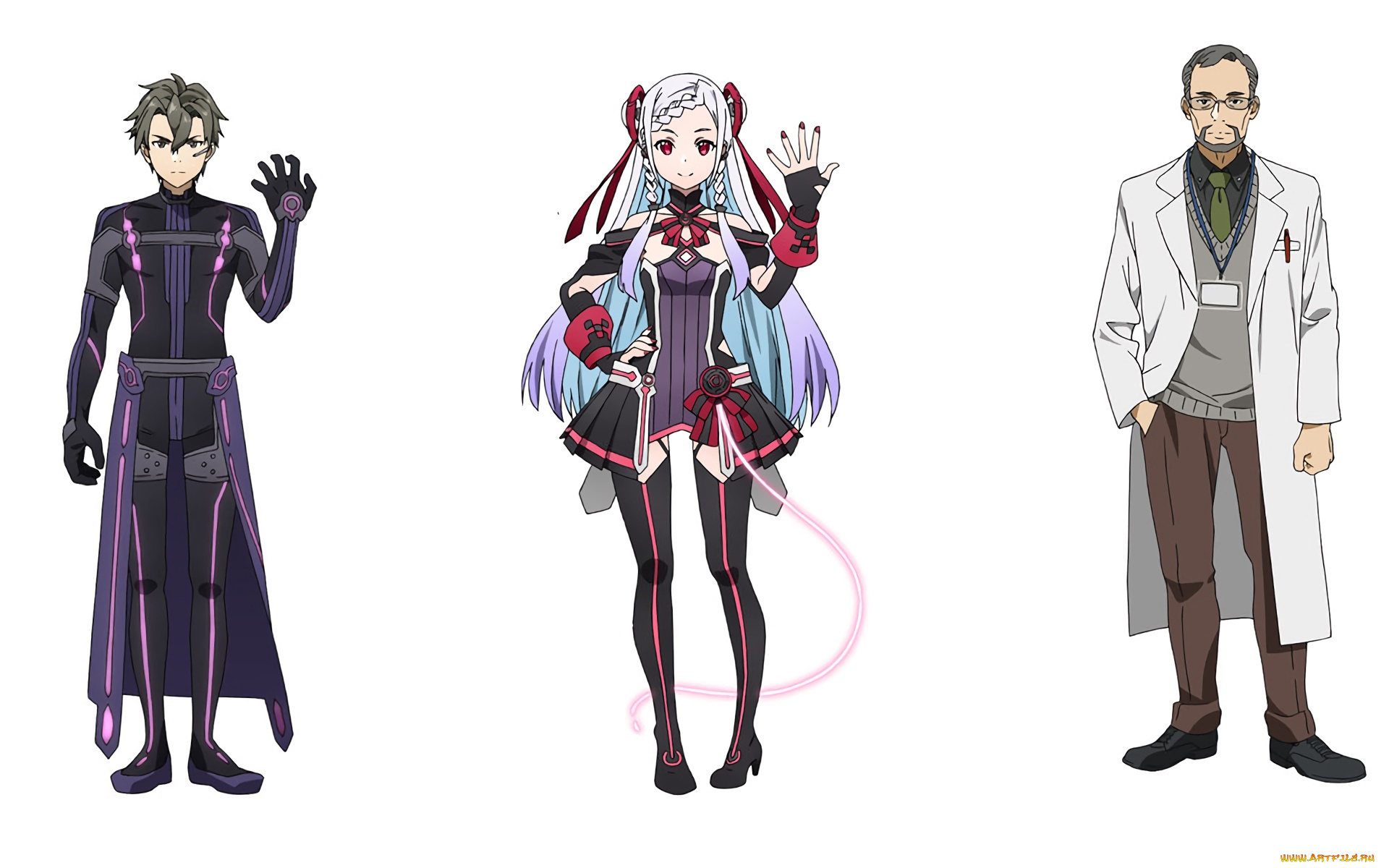 аниме, sword, art, online, девушки, взгляд, фон