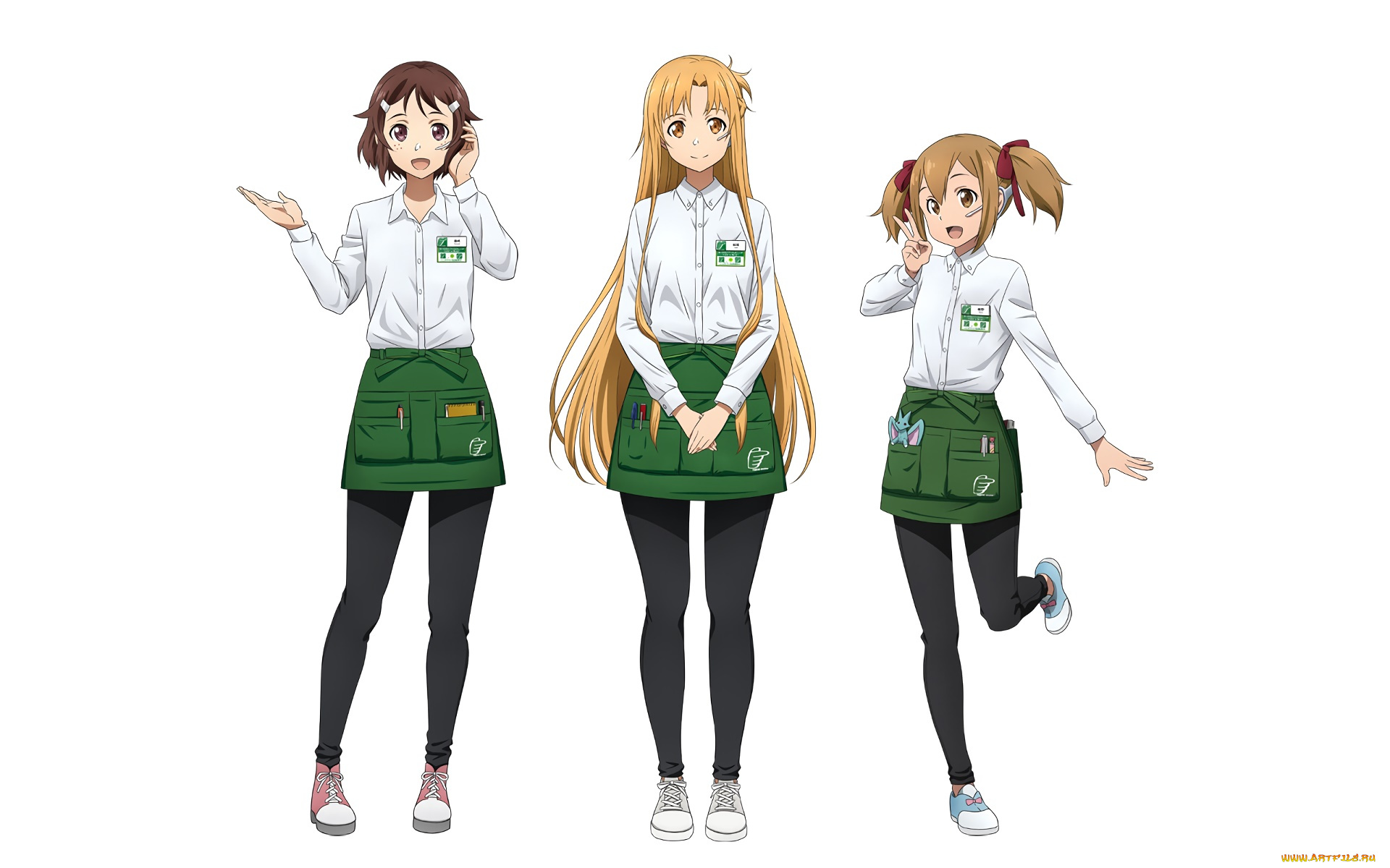 аниме, sword, art, online, девушки, взгляд, фон