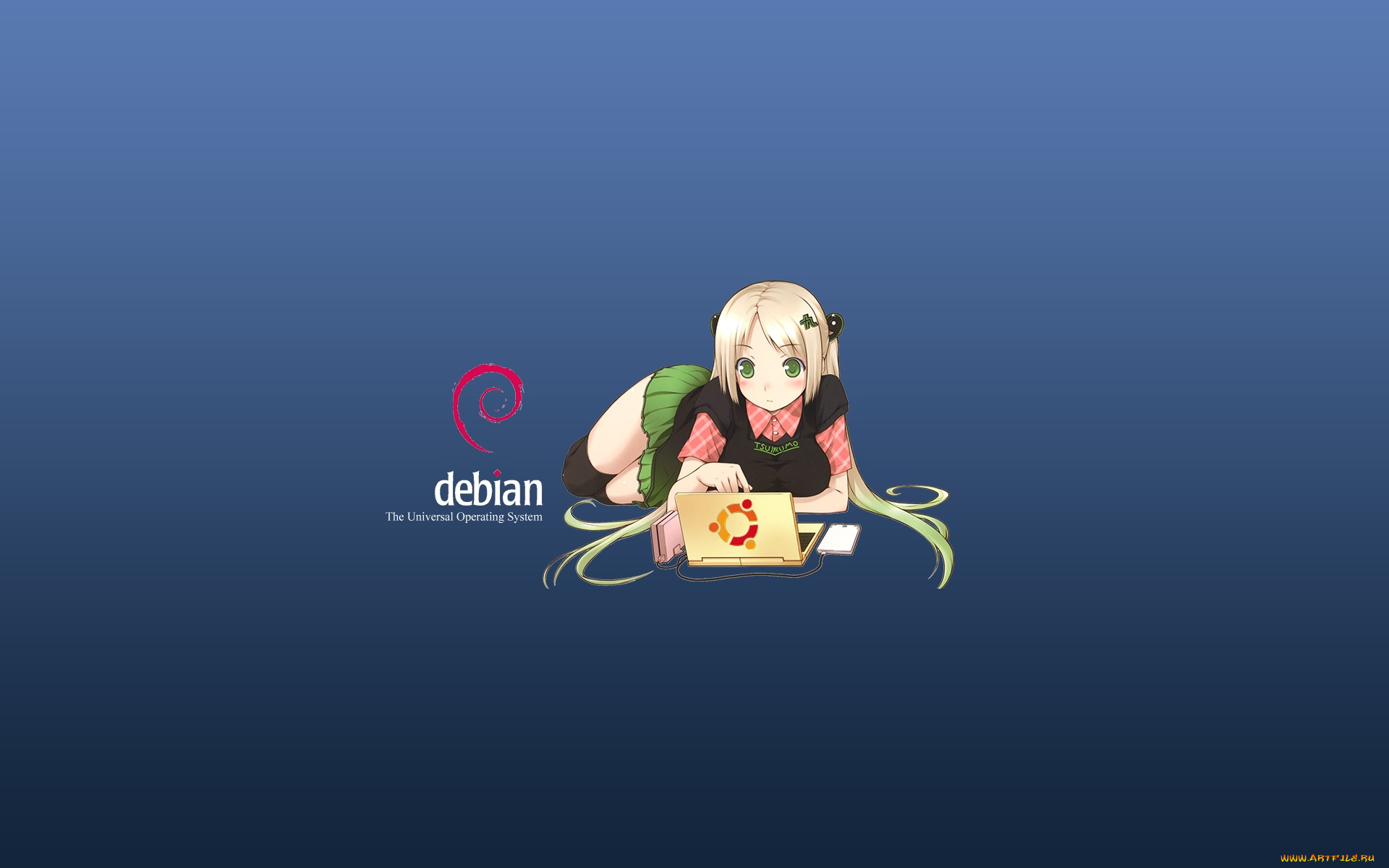 компьютеры, debian, логотип, фон