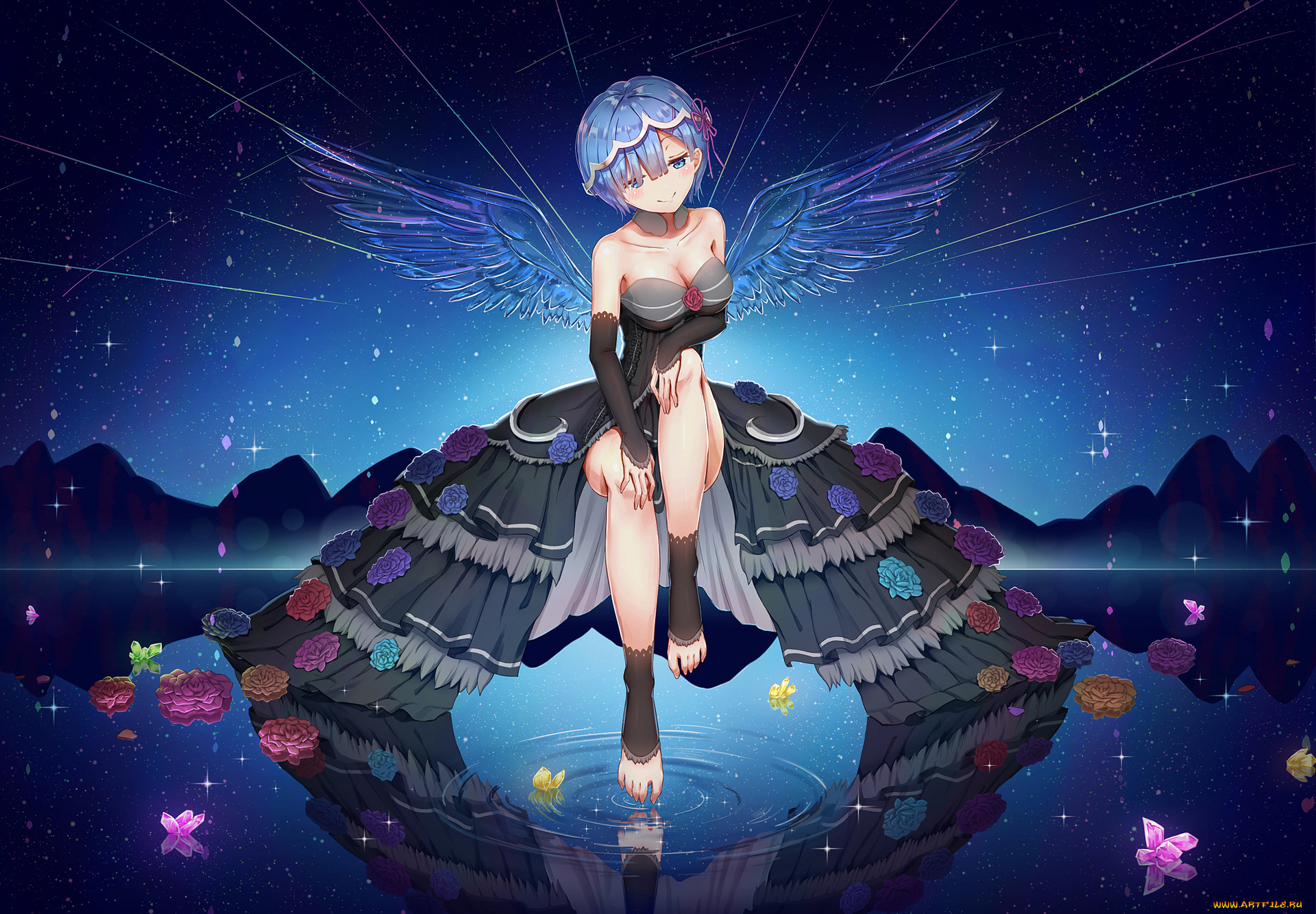 аниме, re, , zero, kara, hajimeru, isekai, seikatsu, девушка, взгляд, фон, ангел