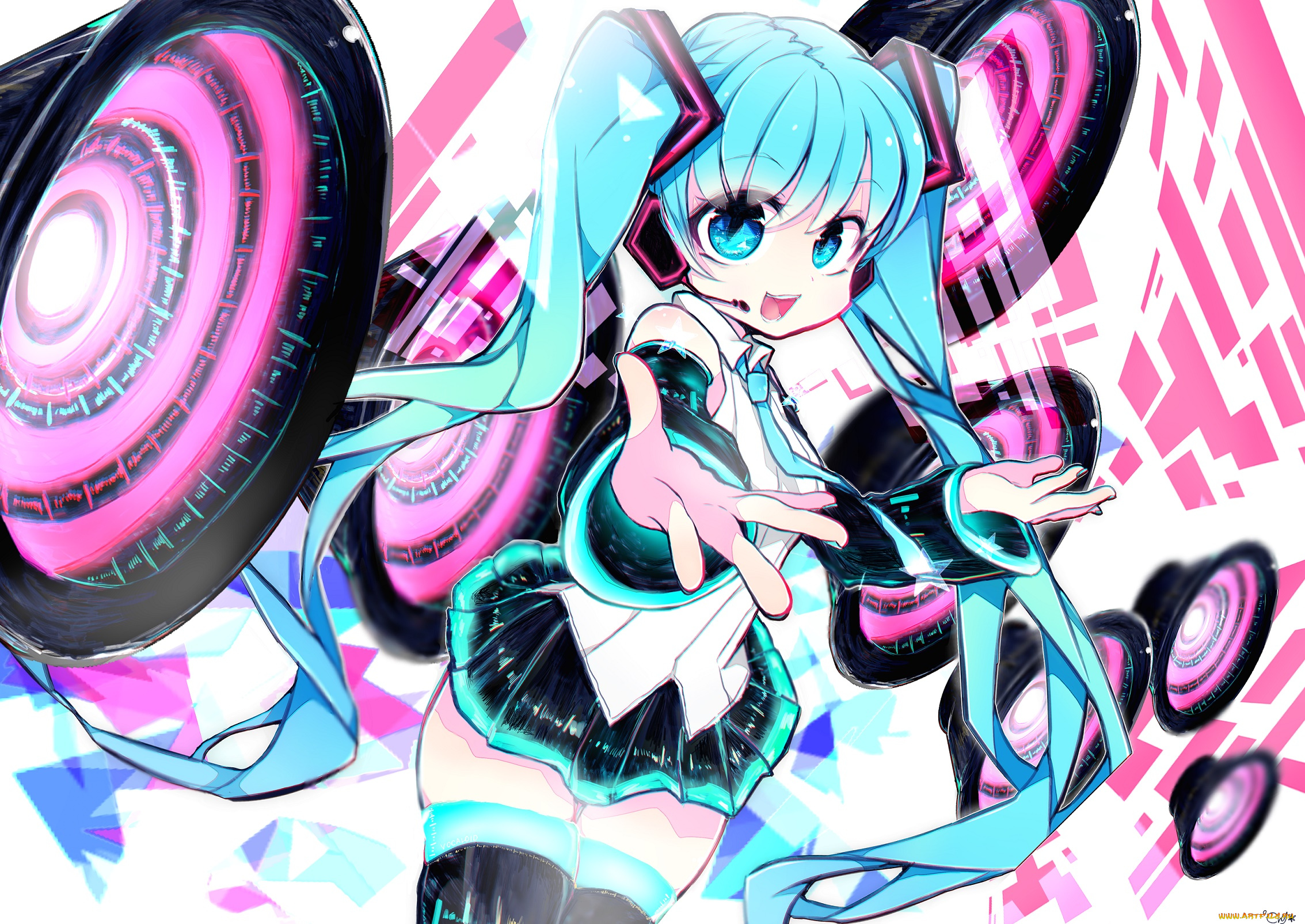 аниме, vocaloid, девушка, фон, взгляд