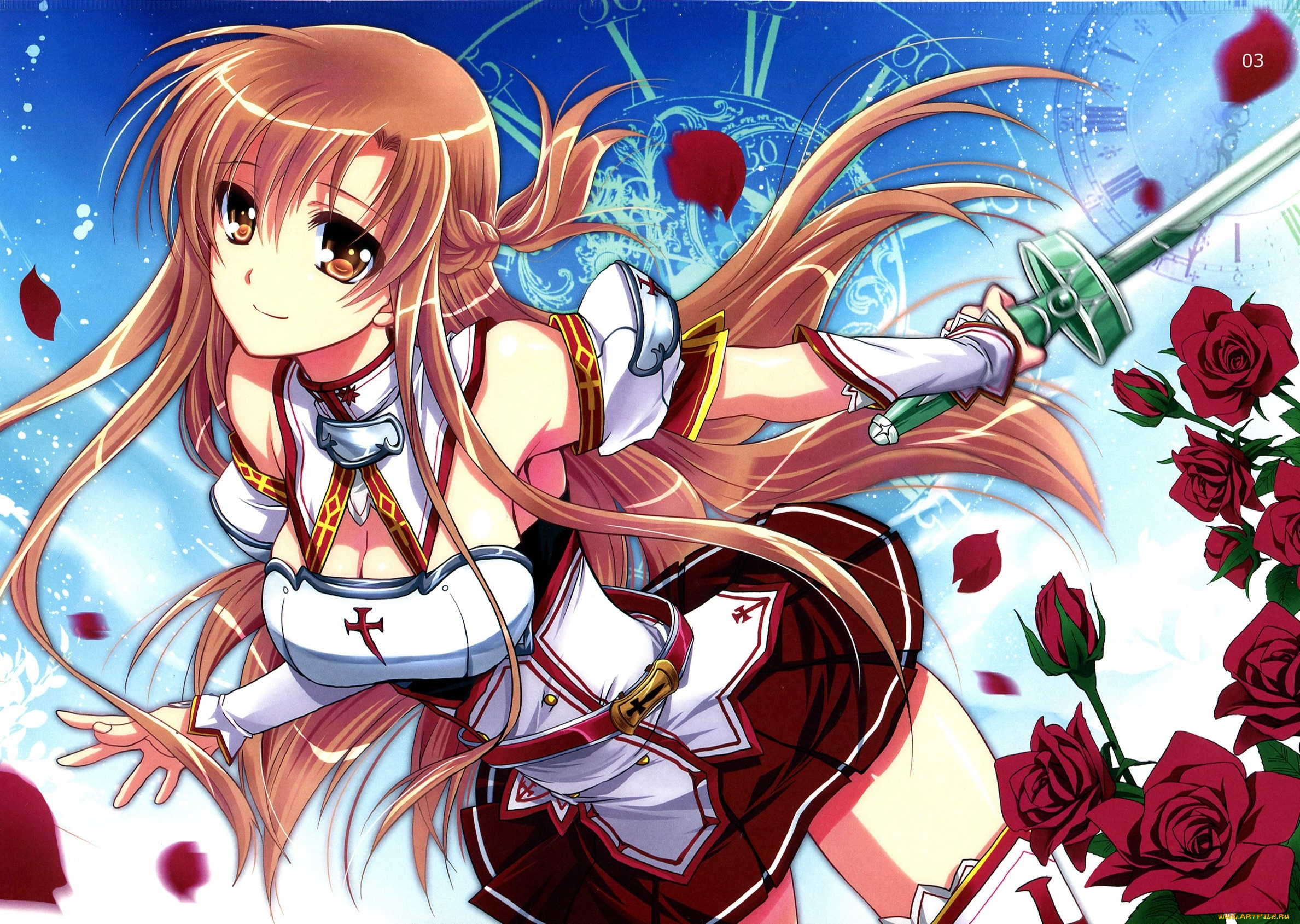 аниме, sword, art, online, девушка, взгляд, фон