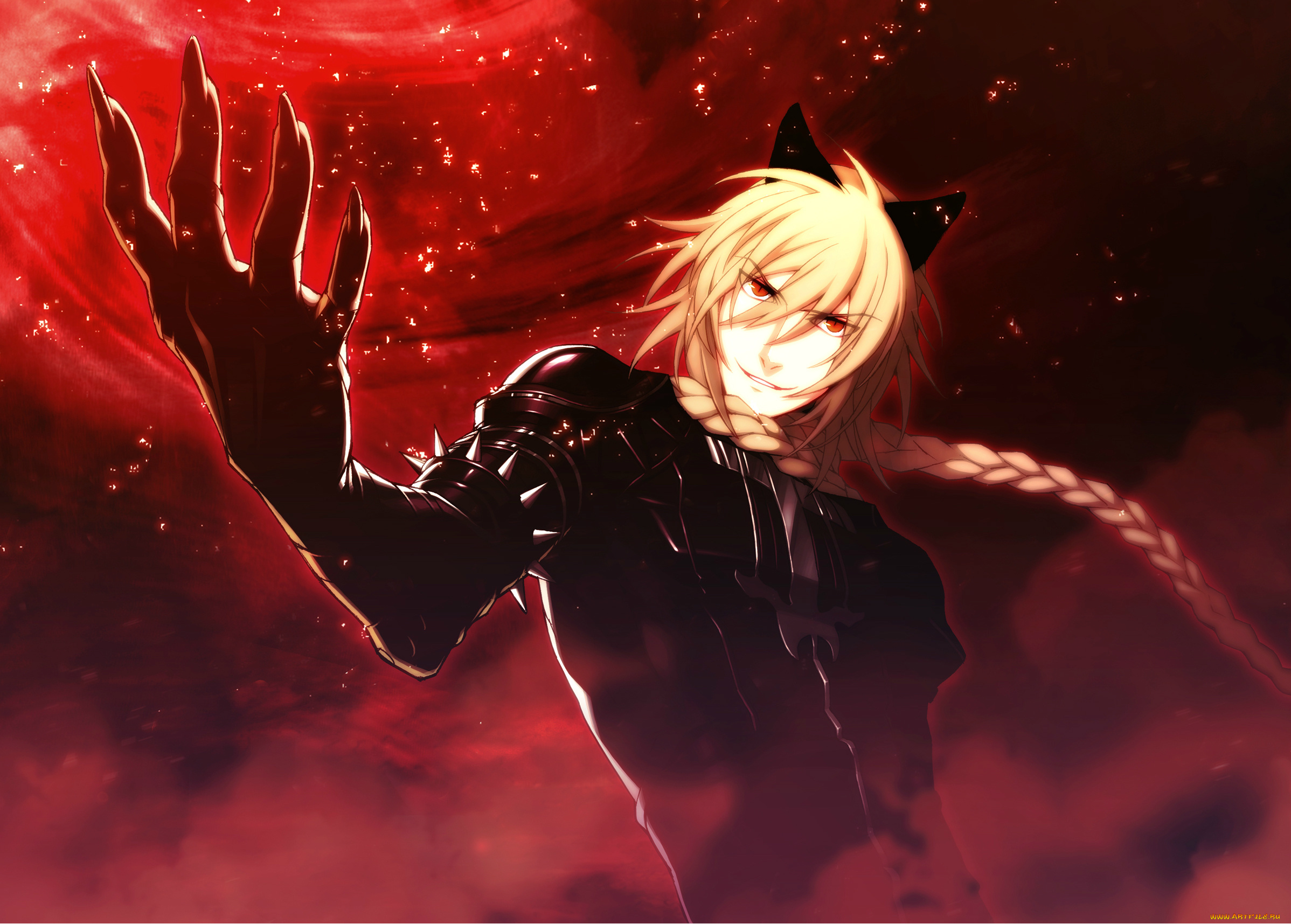 аниме, lamento, коса, глаза, шипы, ушки, красные, демон, visual, novel, leaks, блондин