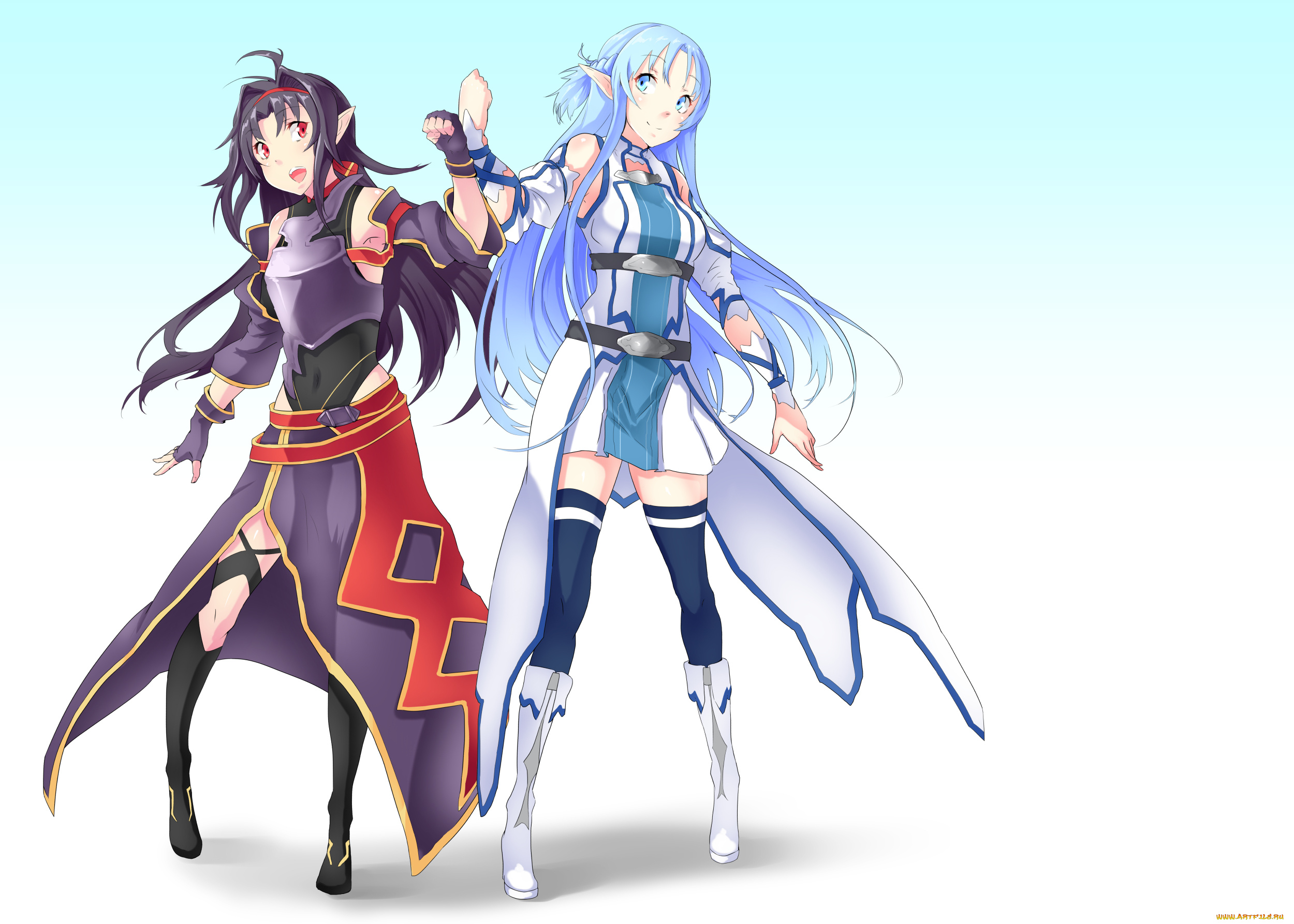 аниме, sword, art, online, девушки, взгляд, фон