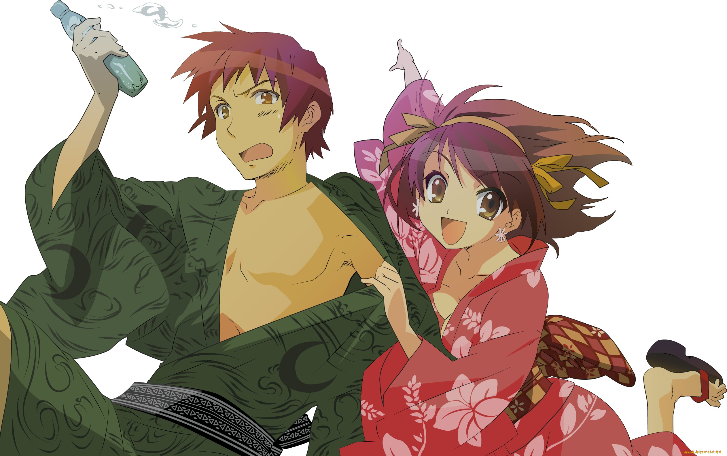 аниме, the, melancholy, of, haruhi, suzumiya, девушка, взгляд, фон