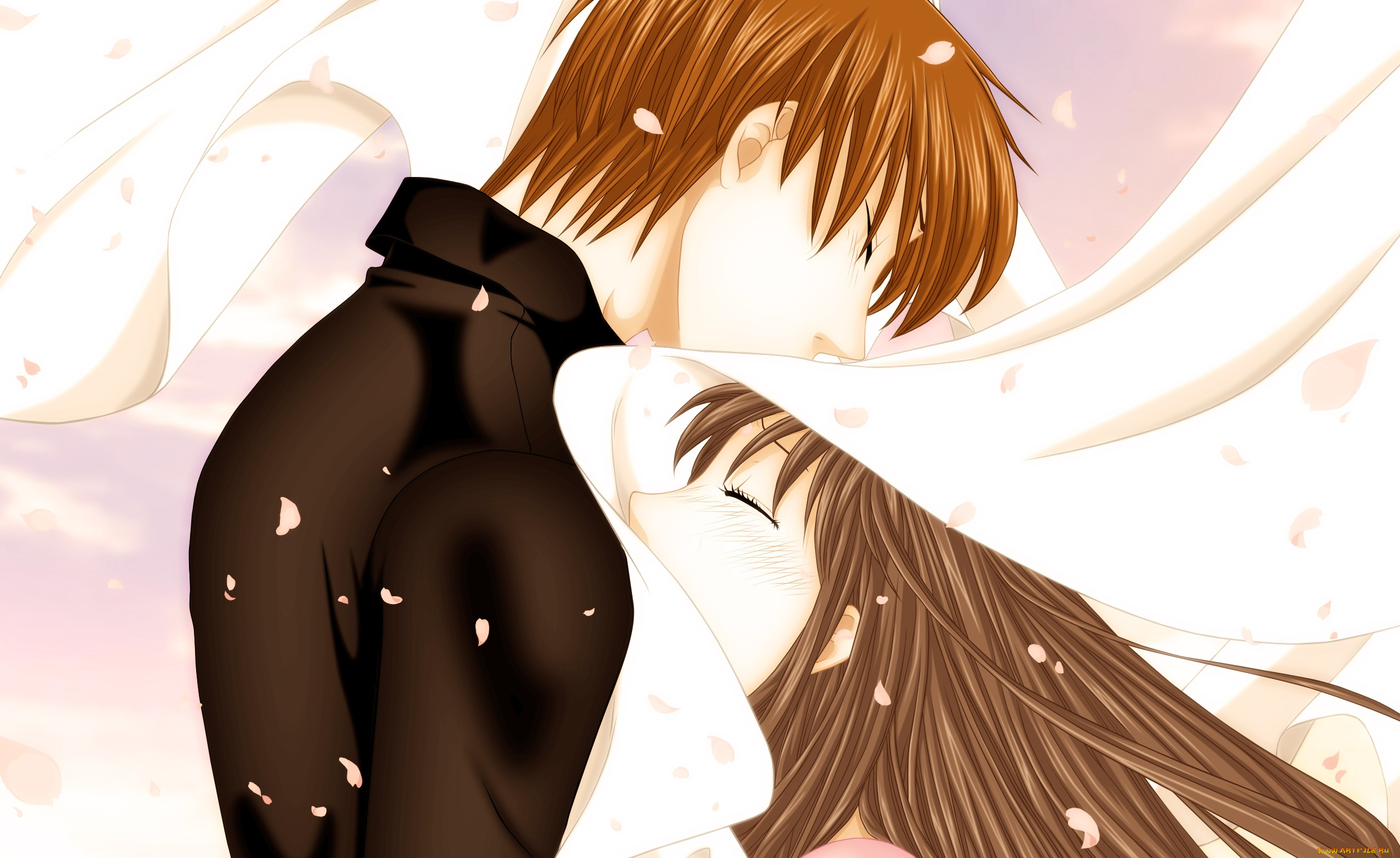 аниме, unknown, , другое, парень, взгляд, фон, девушка