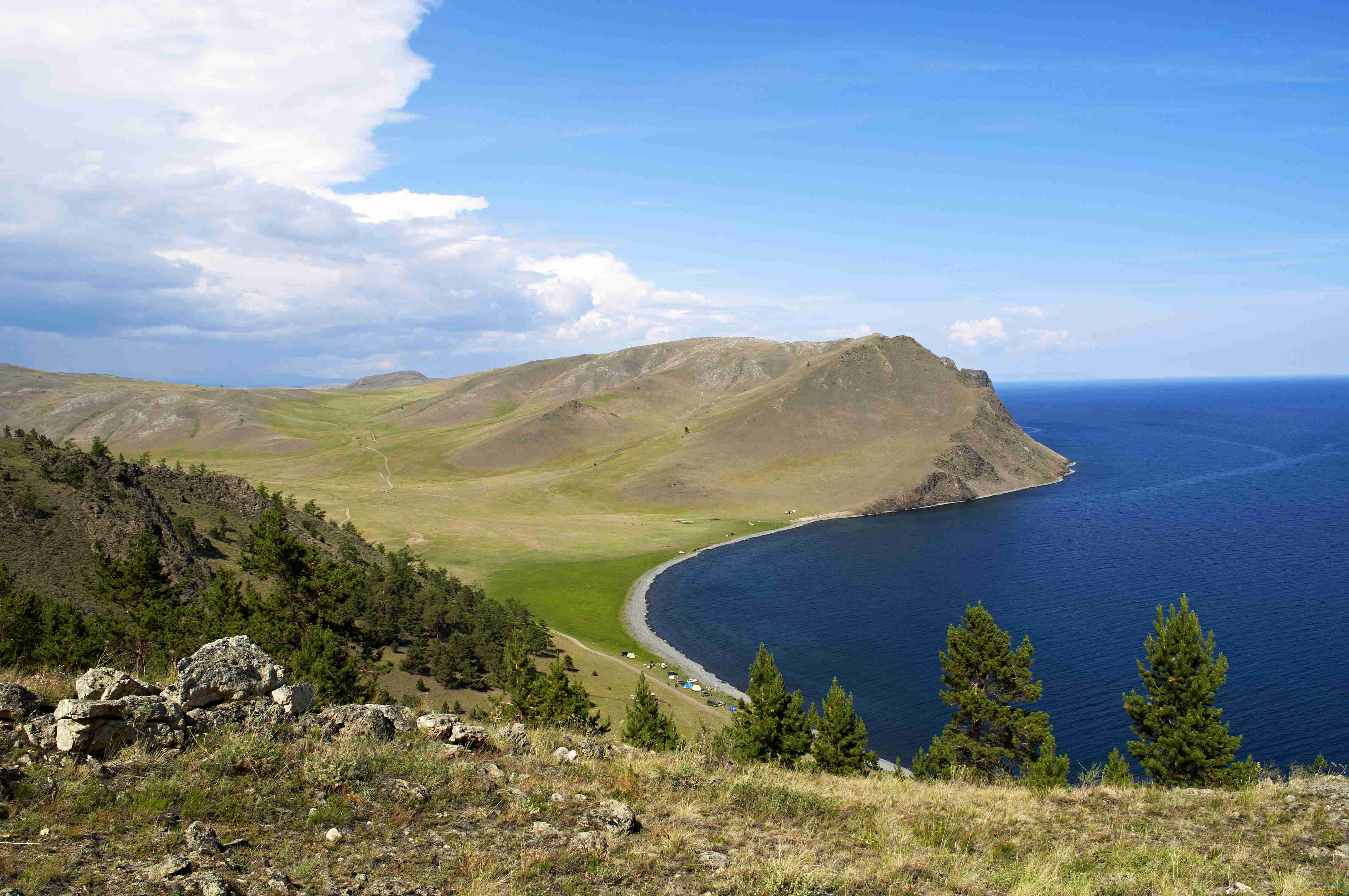 байкал, природа, побережье, небо, берег, вода, озеро