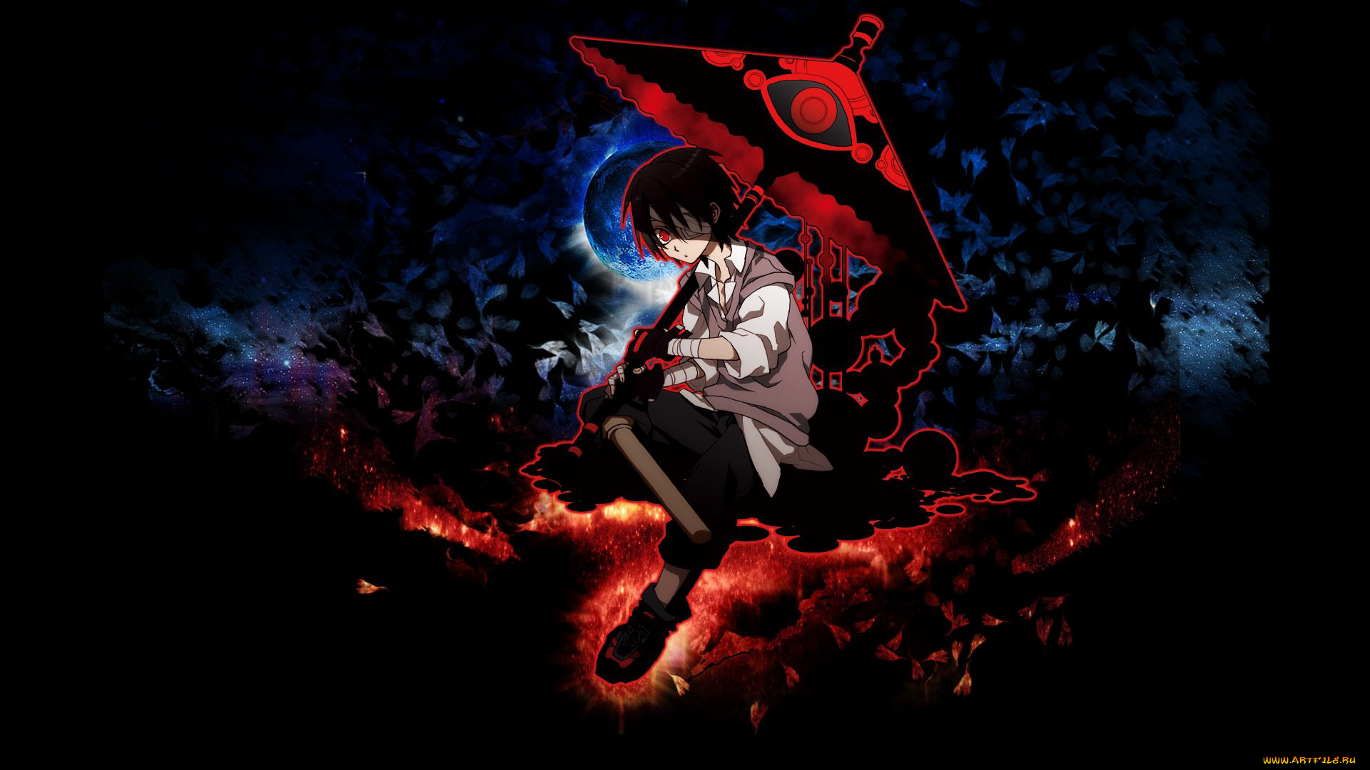 аниме, unknown, , другое, , зонт, мальчик