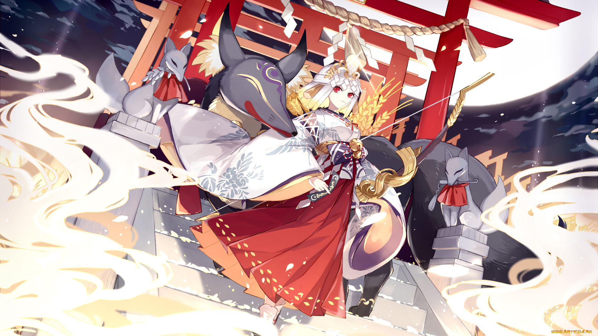 аниме, животные, , существа, девушка, собаки