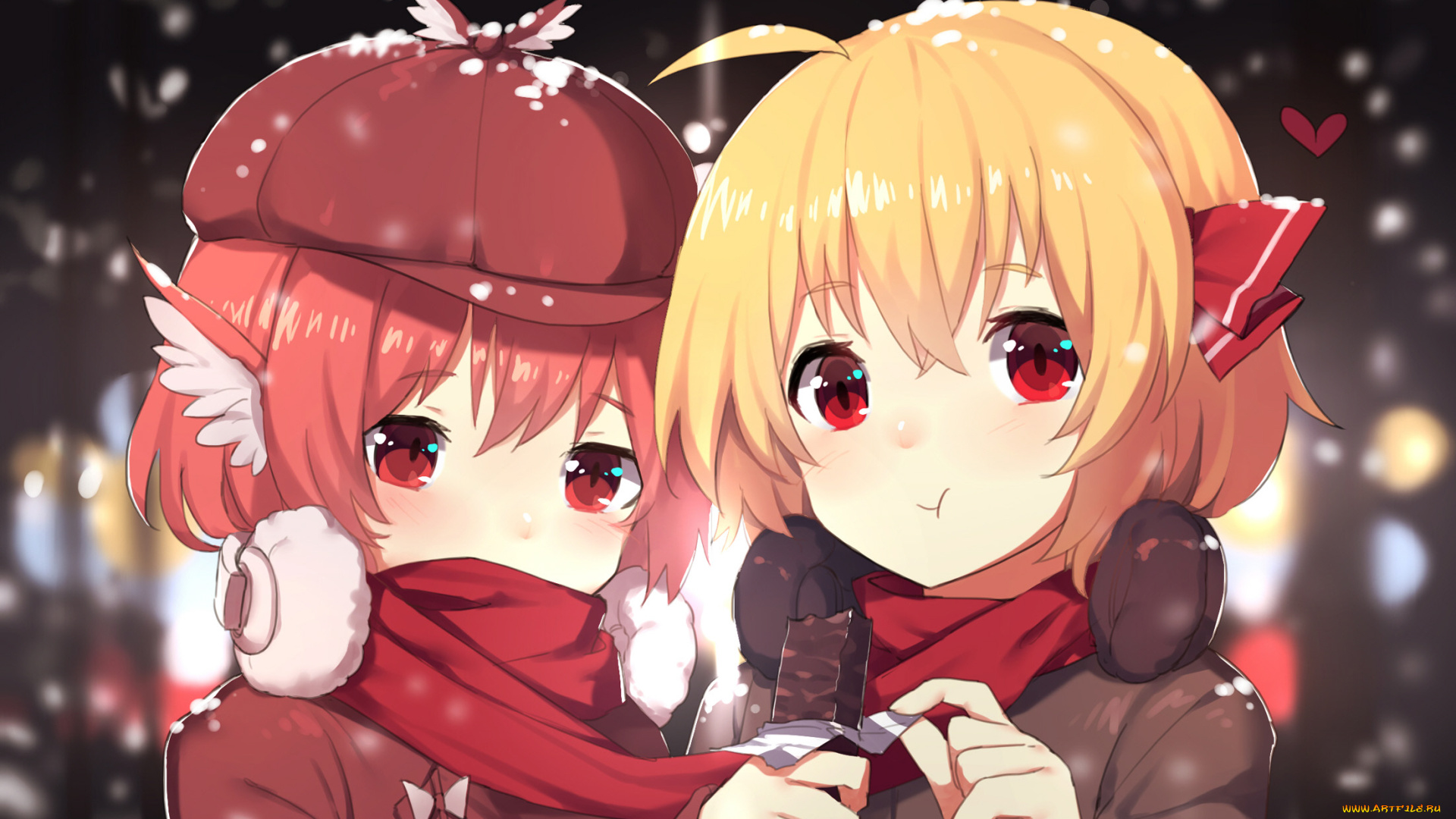 аниме, зима, , новый, год, , рождество, девочки