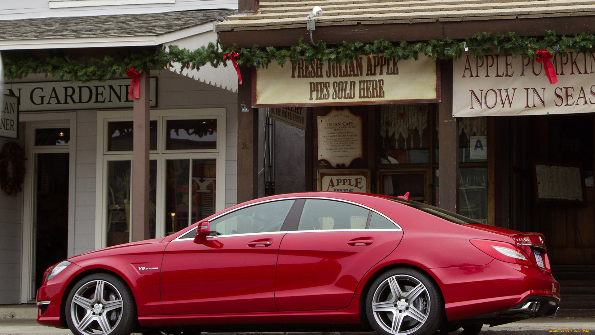 автомобили, mercedes-benz, магазины, здание, красный, cls63, мерседес