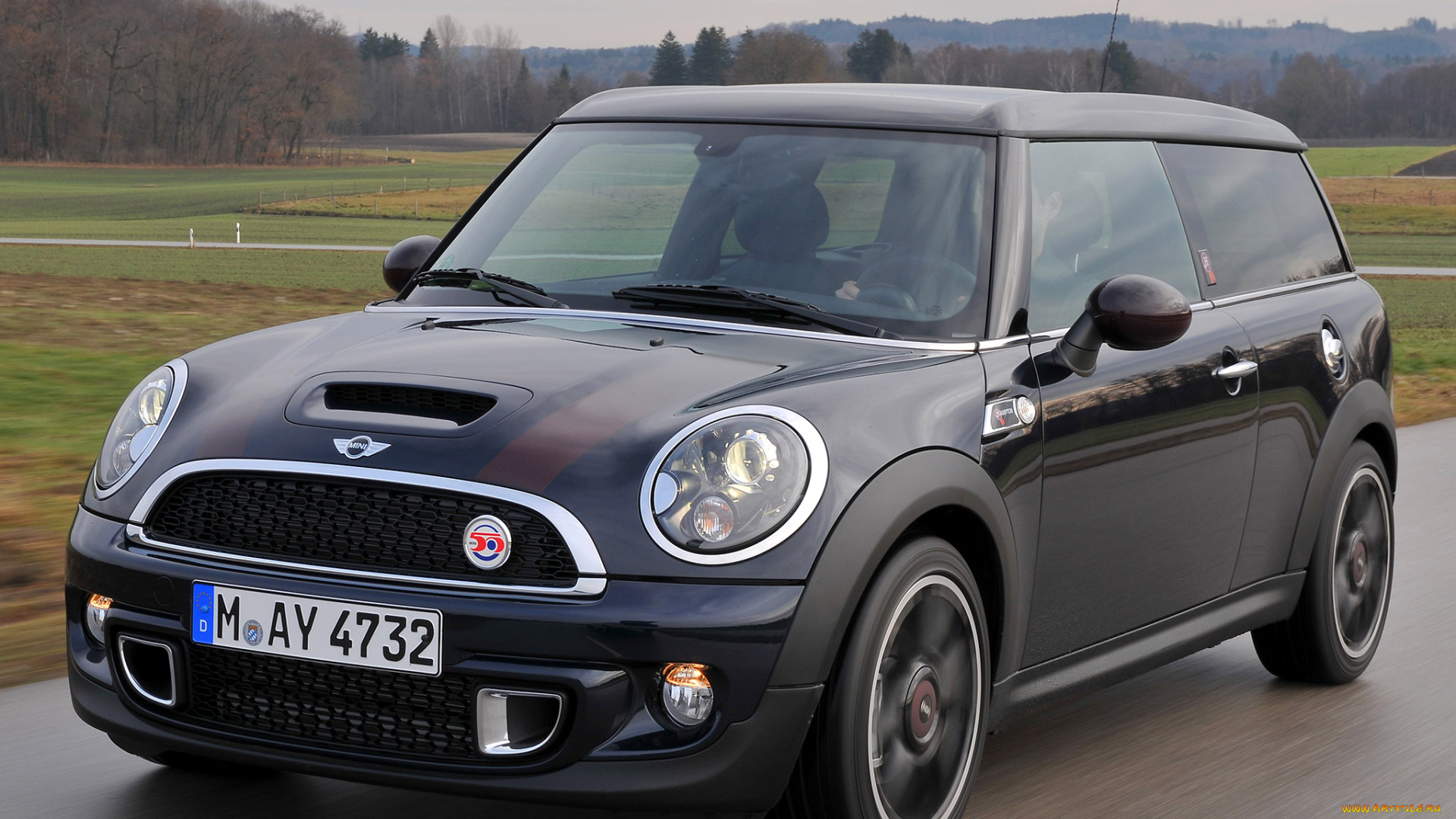 автомобили, mini, темный, мини, clubman, шоссе, трасса, скорость, дорога