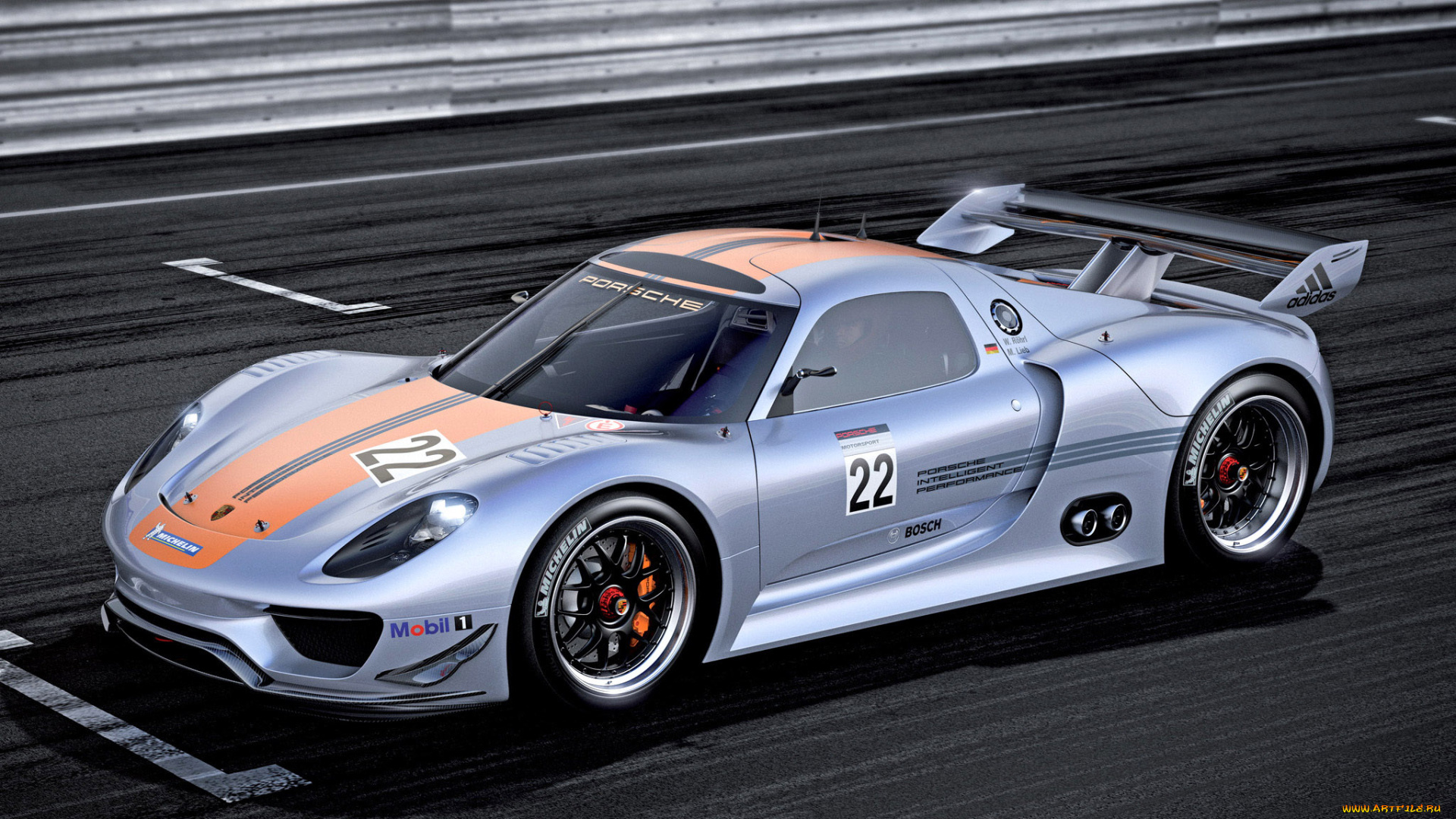 автомобили, porsche, серебристый, трасса, порше