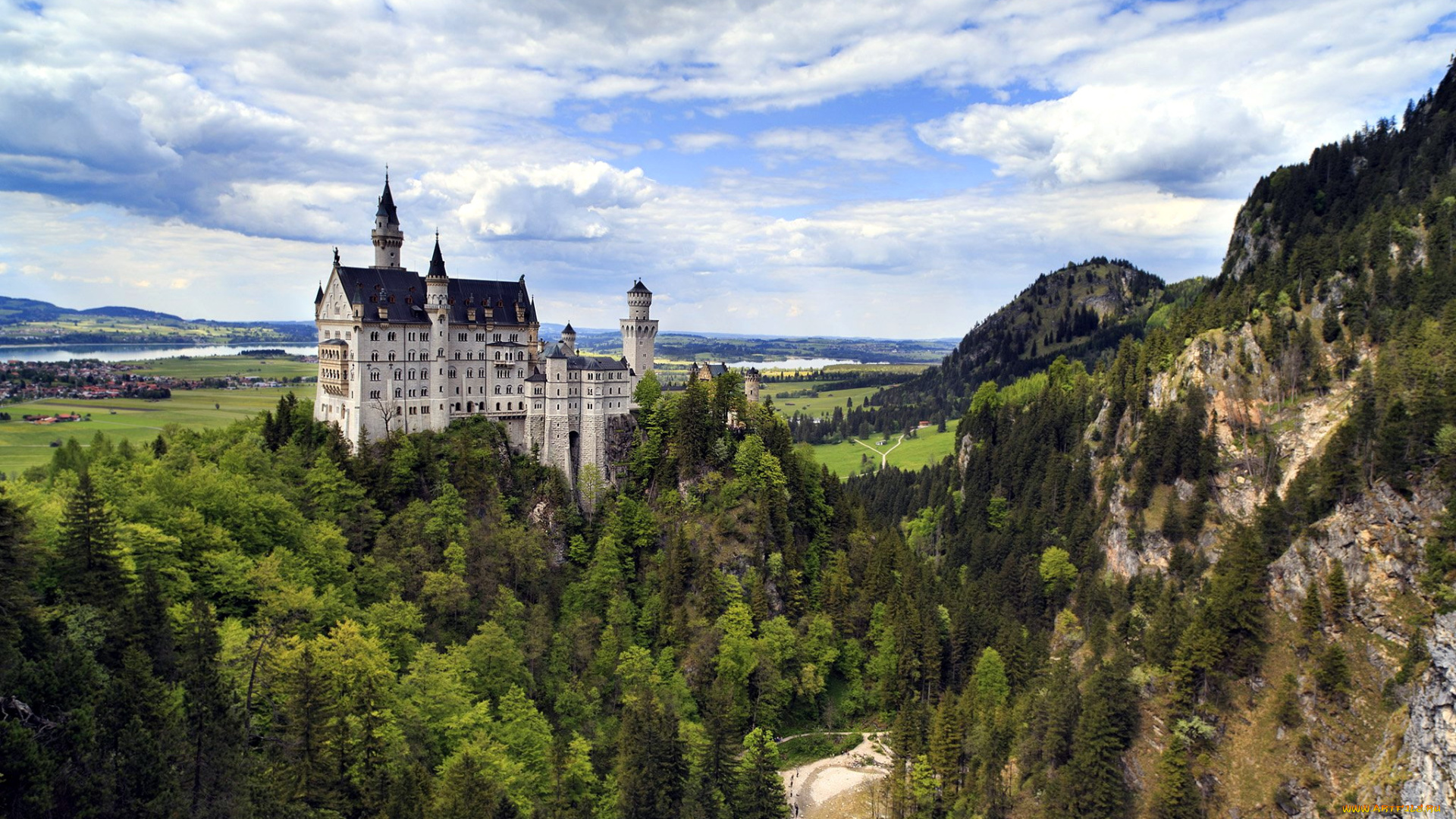 города, замок, нойшванштайн, , германия, castle, neuschwanstein