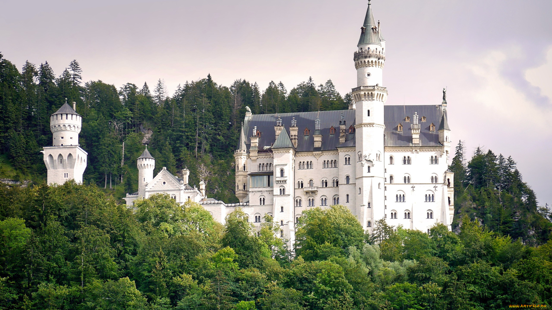 города, замок, нойшванштайн, , германия, castle, neuschwanstein