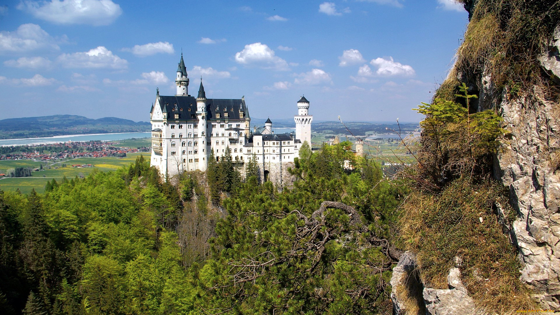 города, замок, нойшванштайн, , германия, castle, neuschwanstein