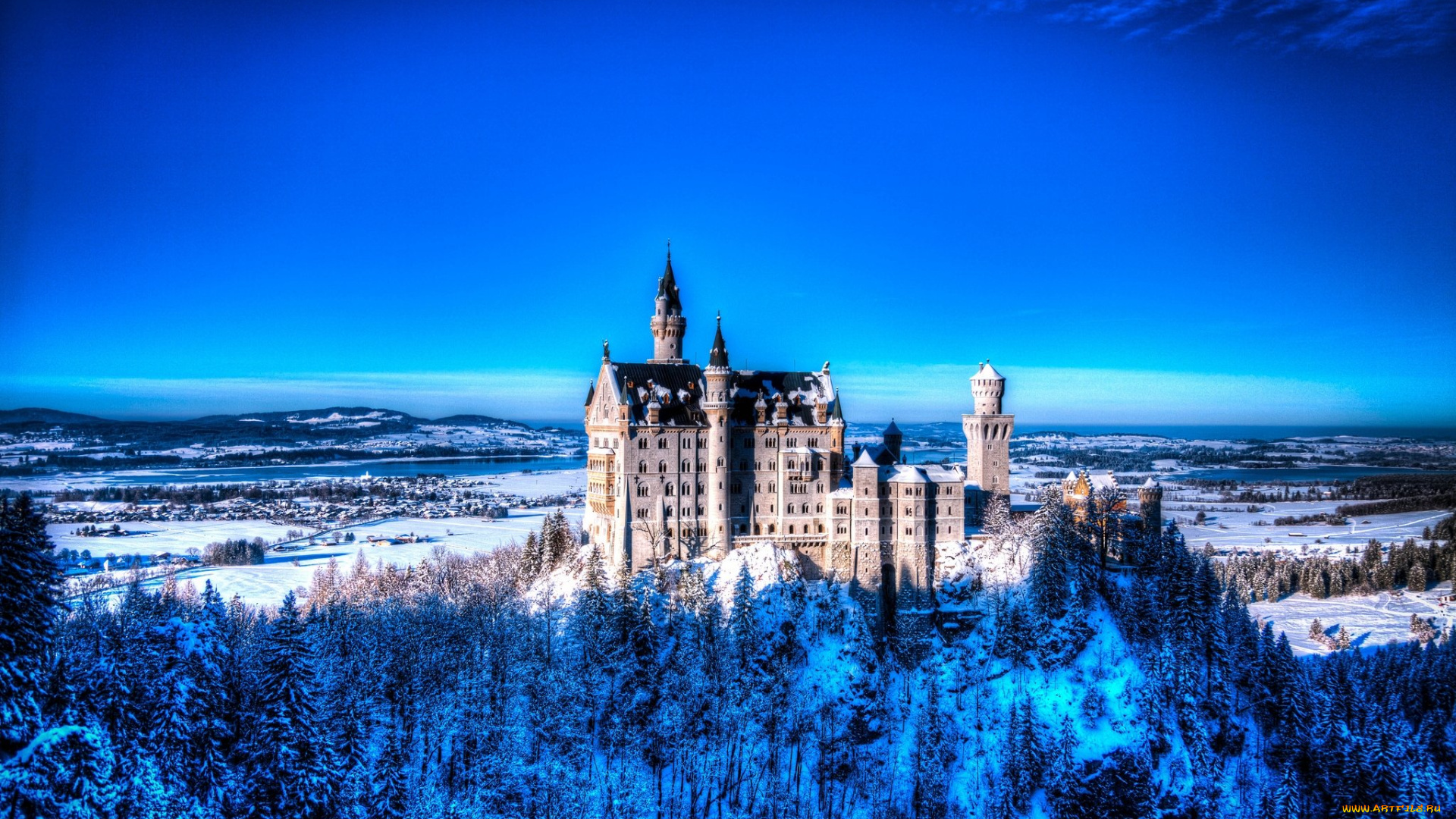 города, замок, нойшванштайн, , германия, castle, neuschwanstein