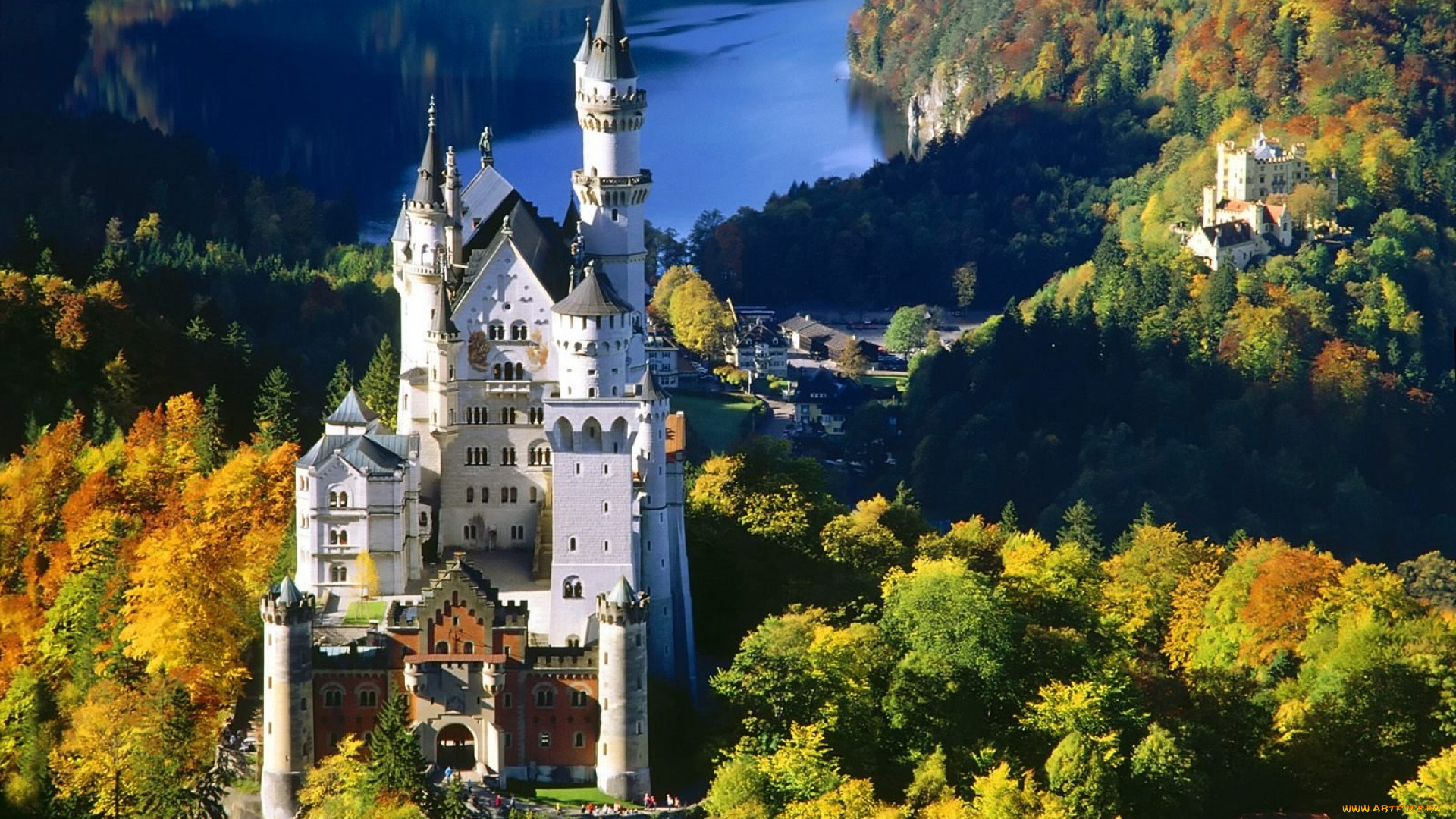 города, замок, нойшванштайн, , германия, castle, neuschwanstein