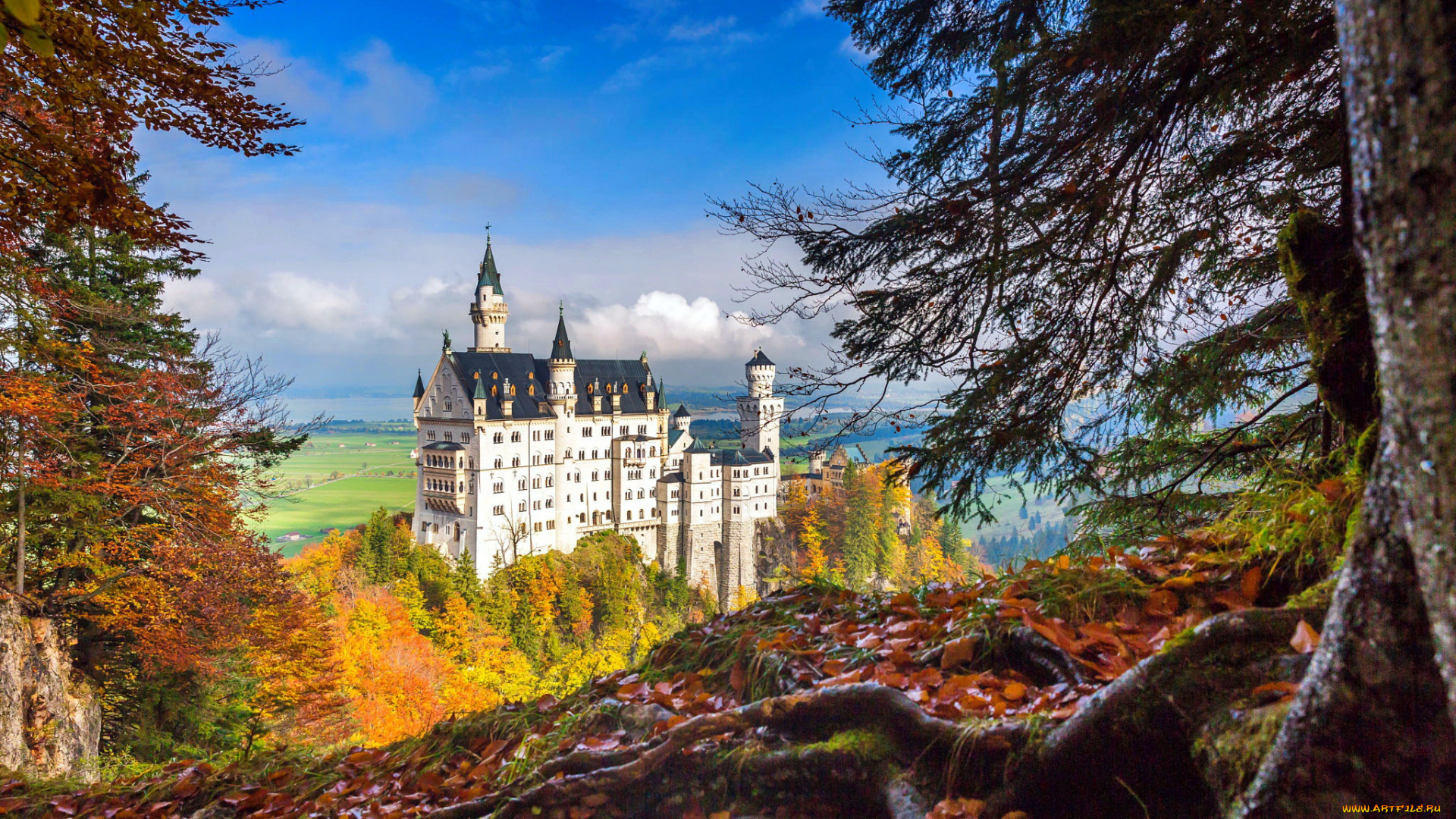города, замок, нойшванштайн, , германия, castle, neuschwanstein