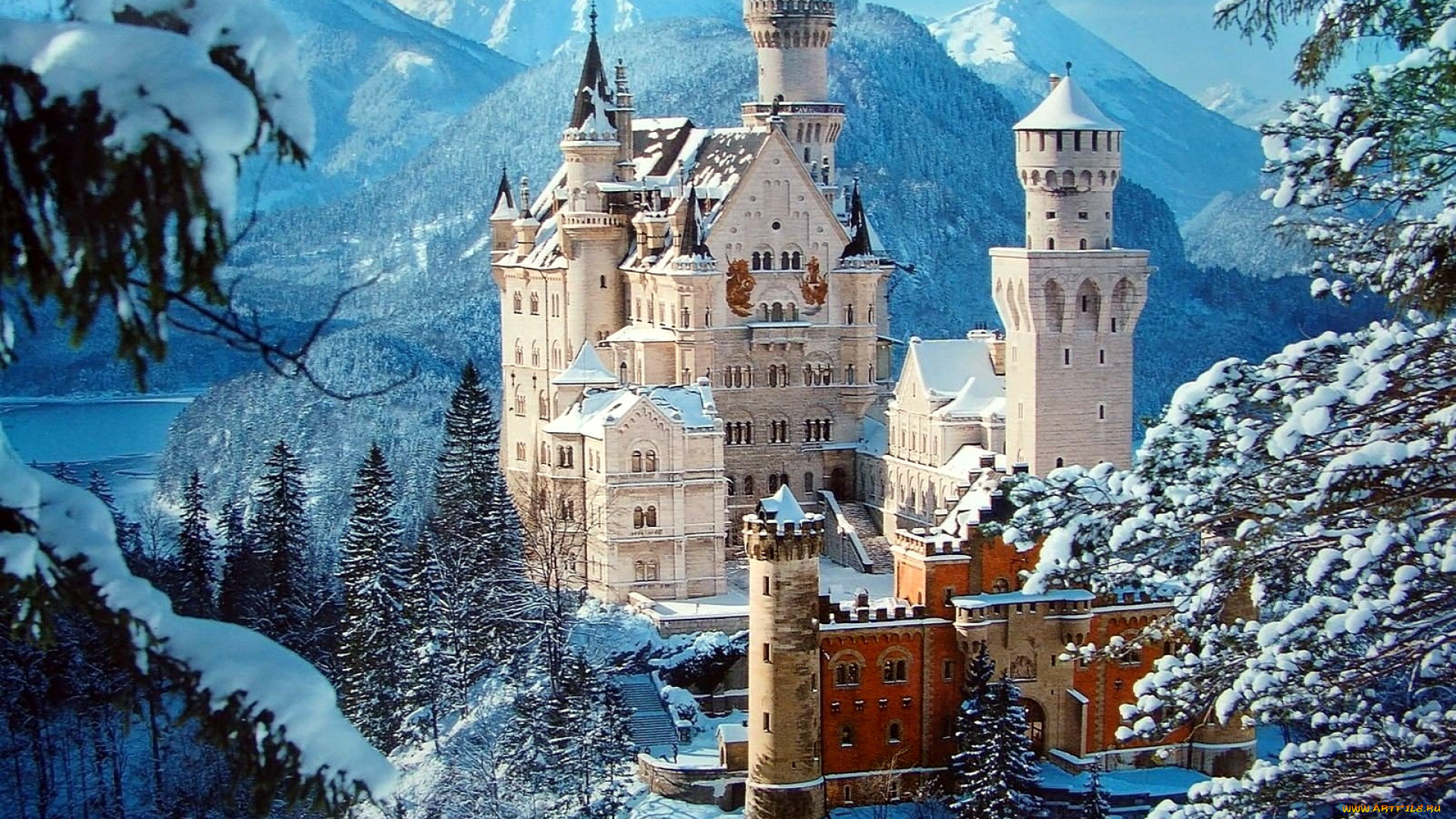 города, замок, нойшванштайн, , германия, castle, neuschwanstein