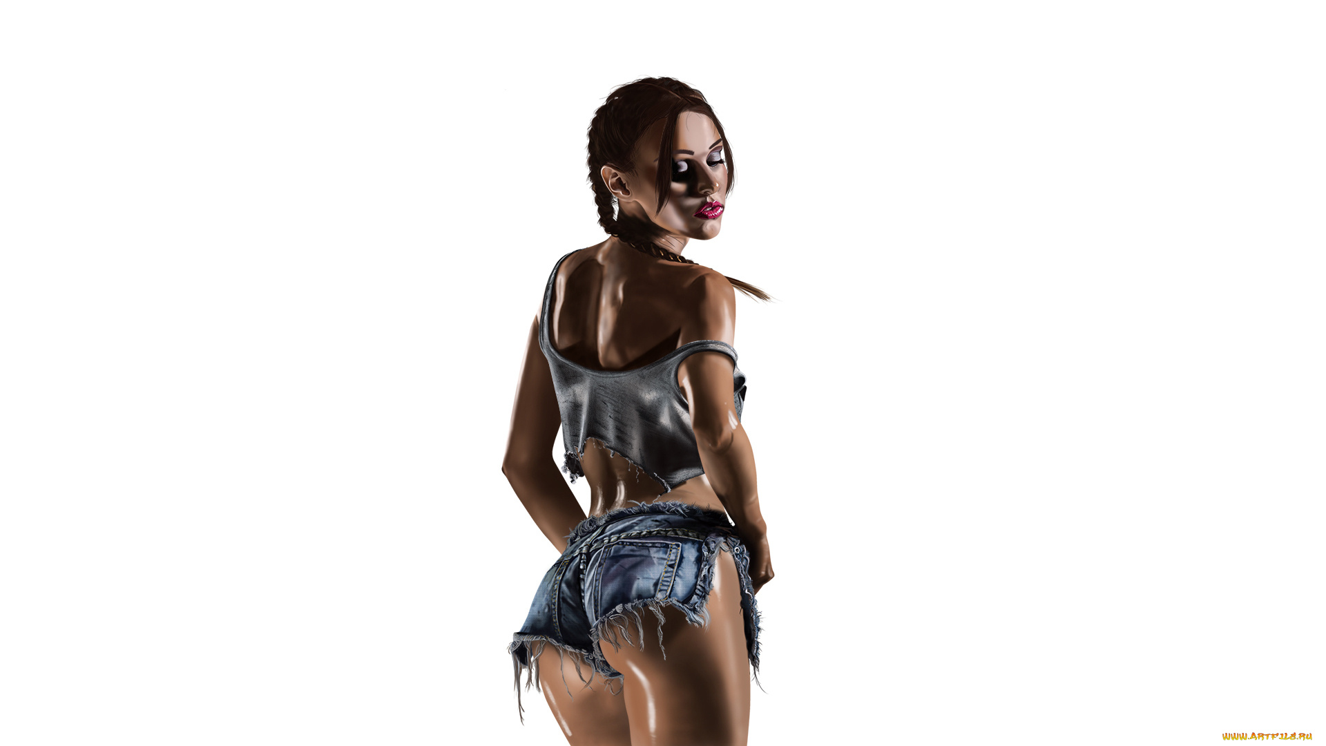 рисованное, люди, фон, девушка