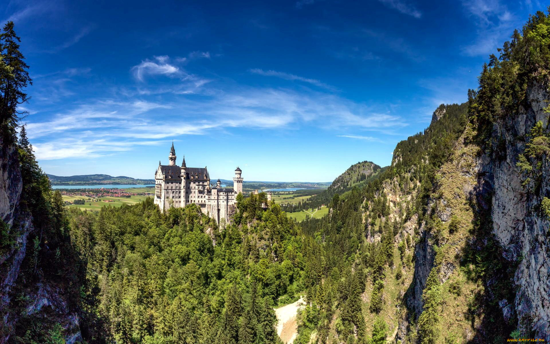 города, замок, нойшванштайн, , германия, castle, neuschwanstein
