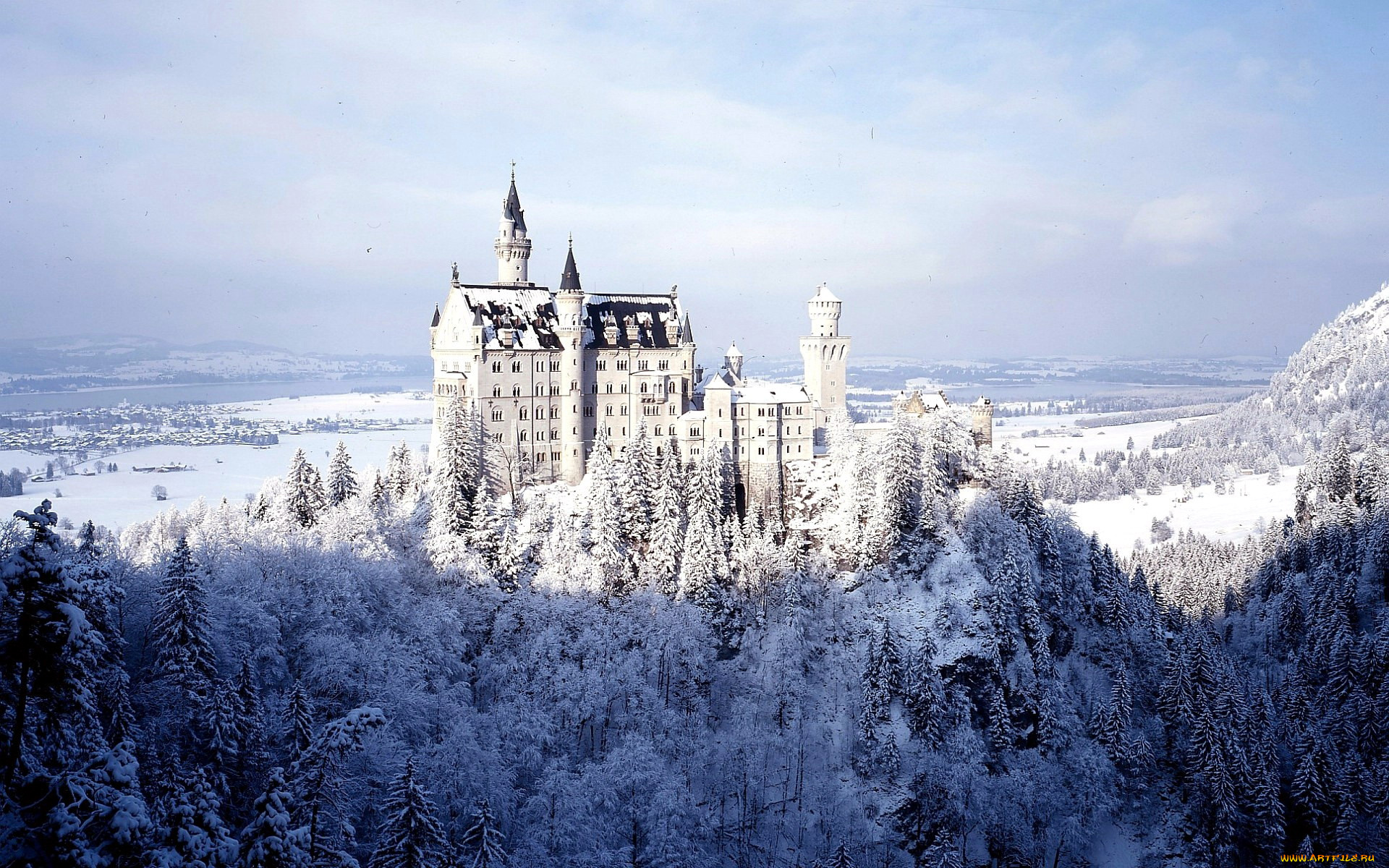 города, замок, нойшванштайн, , германия, castle, neuschwanstein