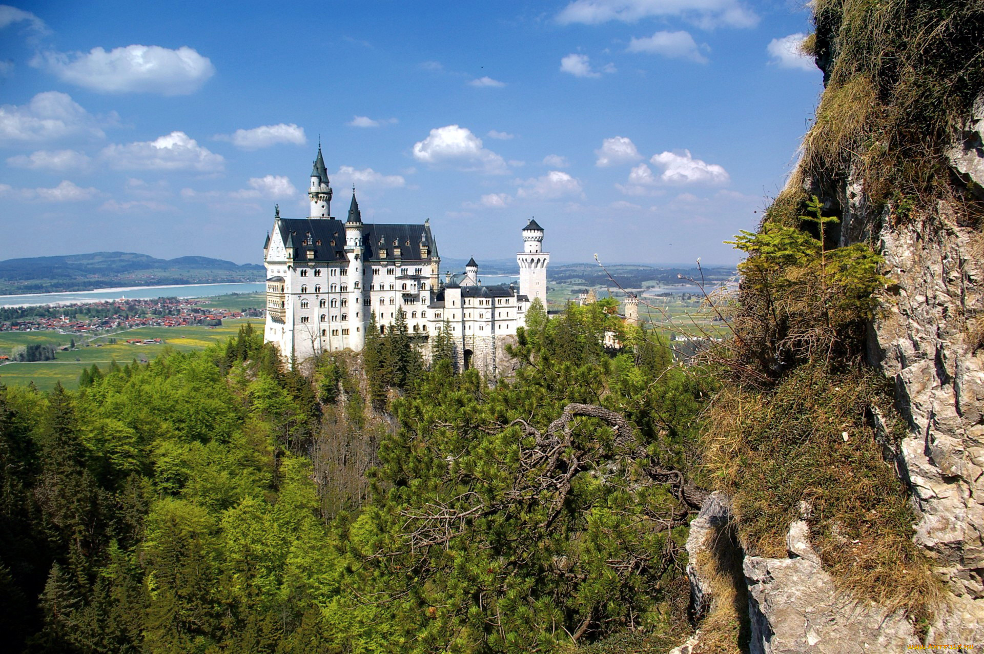 города, замок, нойшванштайн, , германия, castle, neuschwanstein