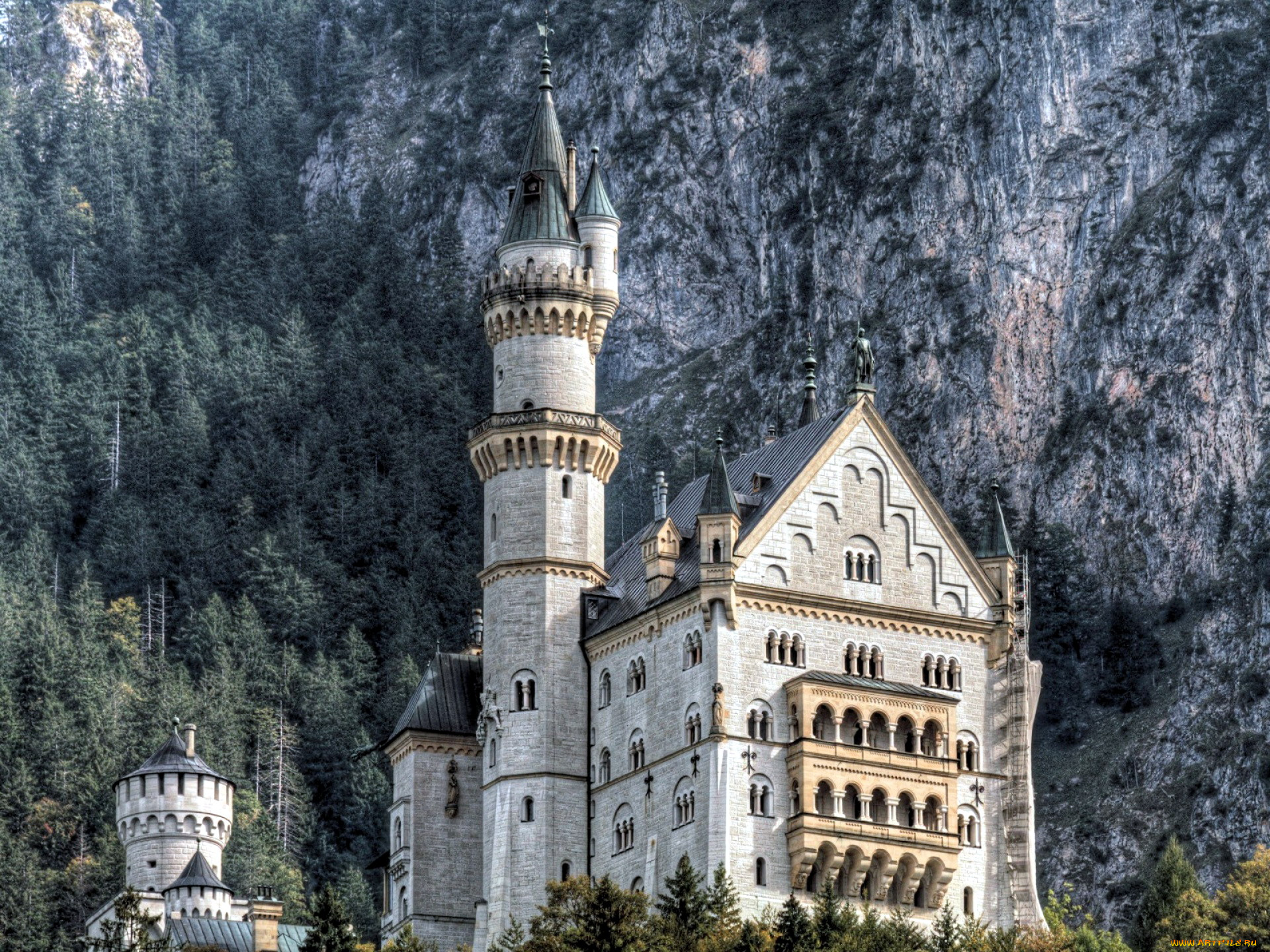города, замок, нойшванштайн, , германия, castle, neuschwanstein