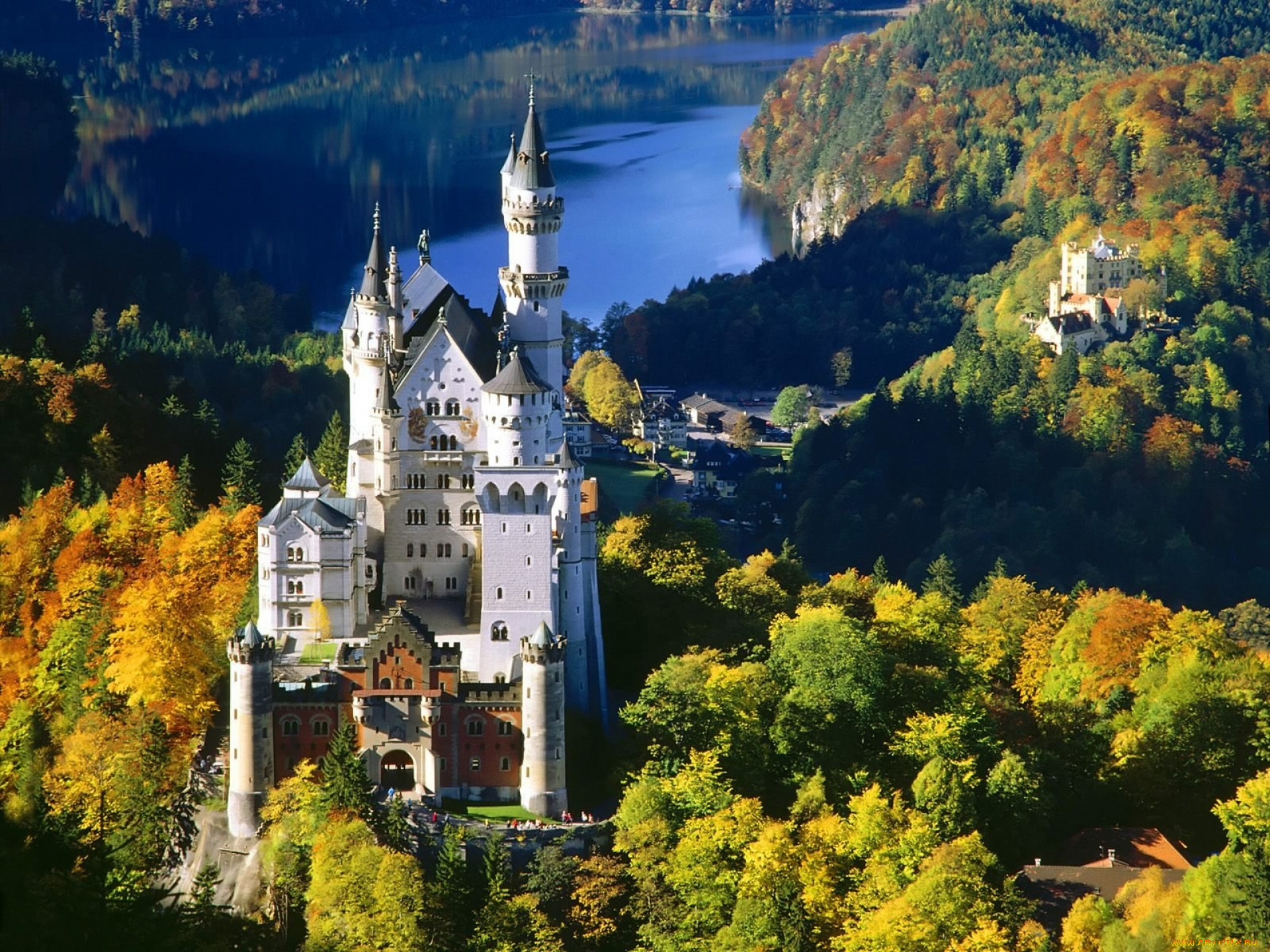 города, замок, нойшванштайн, , германия, castle, neuschwanstein