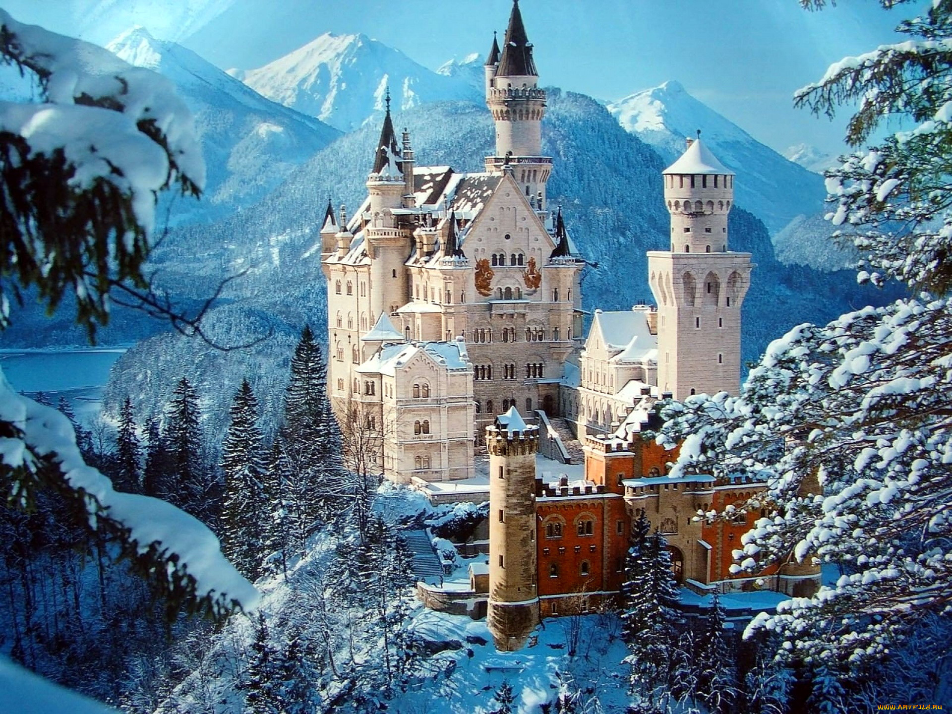 города, замок, нойшванштайн, , германия, castle, neuschwanstein