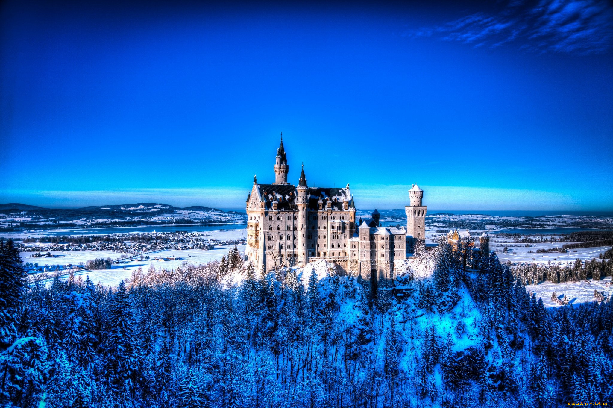 города, замок, нойшванштайн, , германия, castle, neuschwanstein