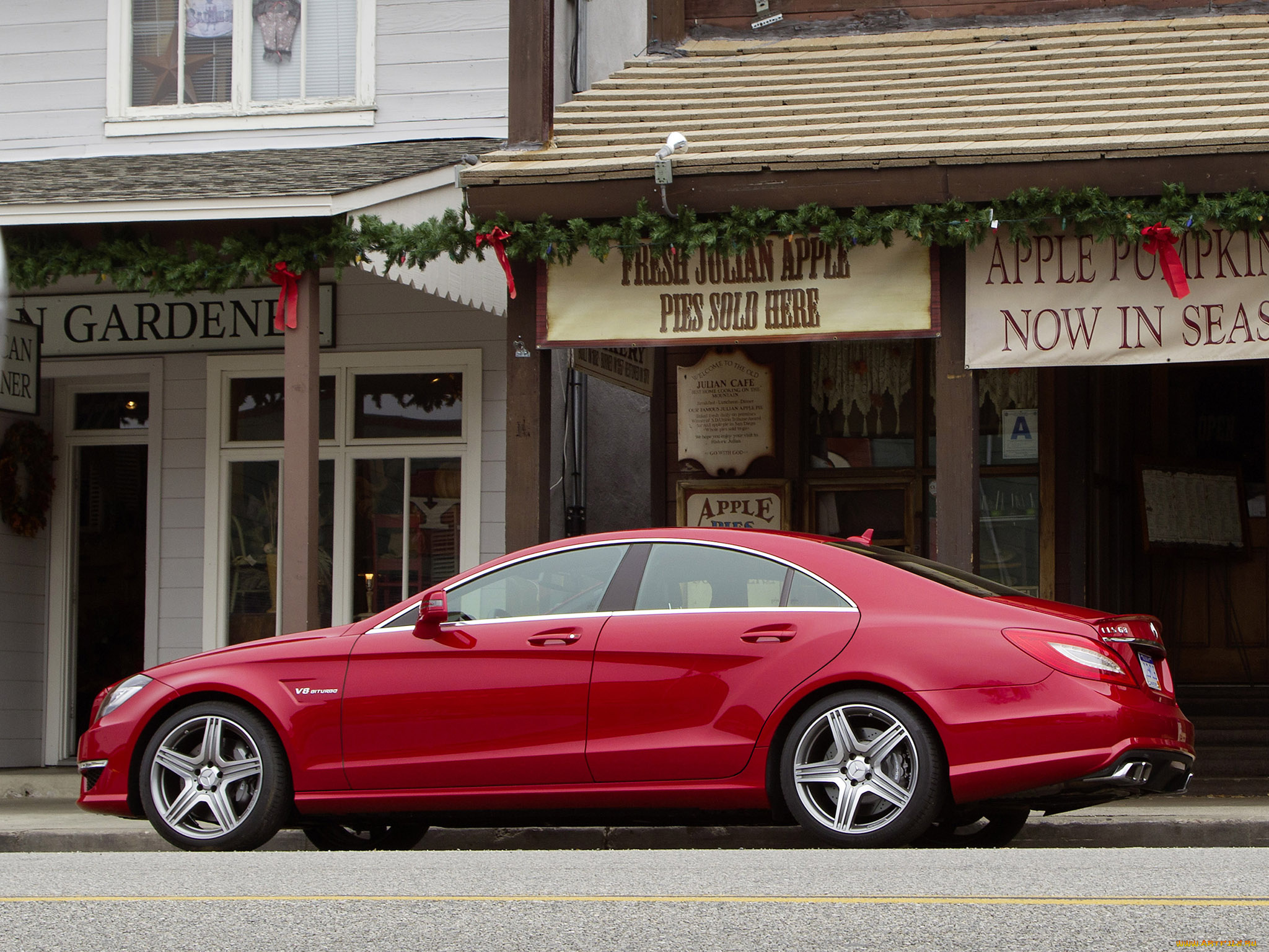 автомобили, mercedes-benz, магазины, здание, красный, cls63, мерседес