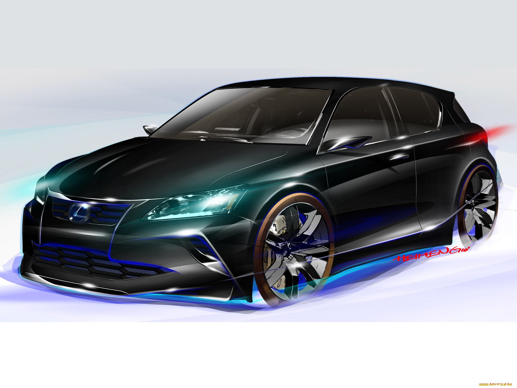 автомобили, рисованные, лексус, черный, тюнинг