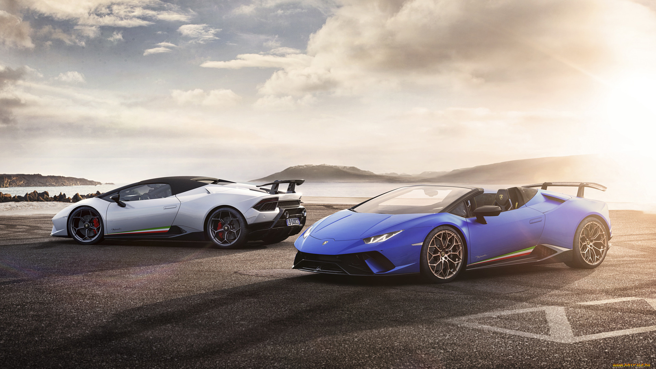 lamborghini, huracan, spyder, performante, 2019, автомобили, lamborghini, performante, spyder, huracan, белый, blue, 2019