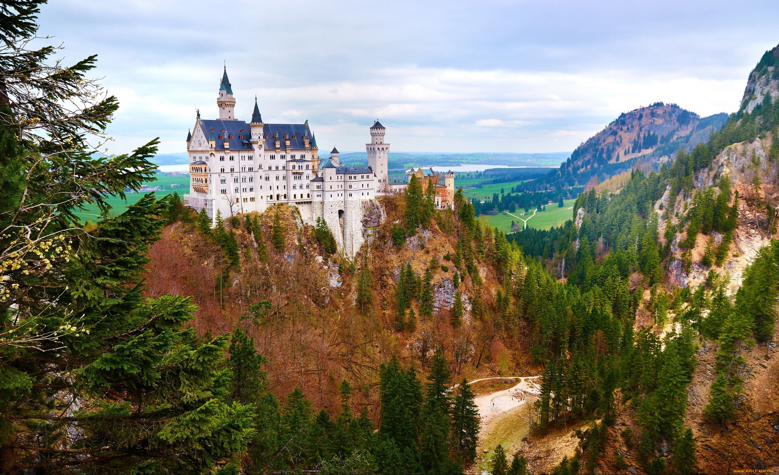города, замок, нойшванштайн, , германия, castle, neuschwanstein
