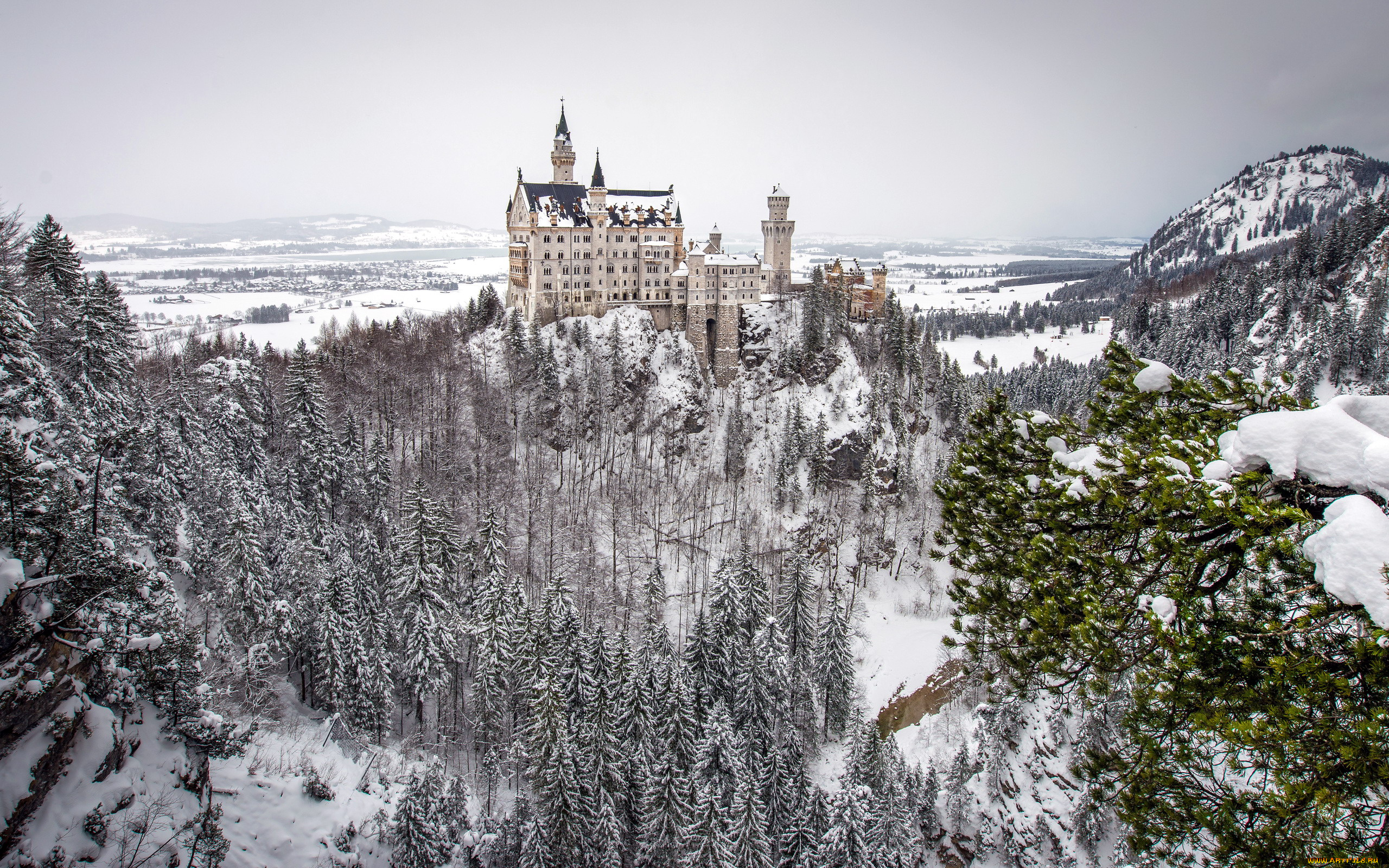 города, замок, нойшванштайн, , германия, castle, neuschwanstein