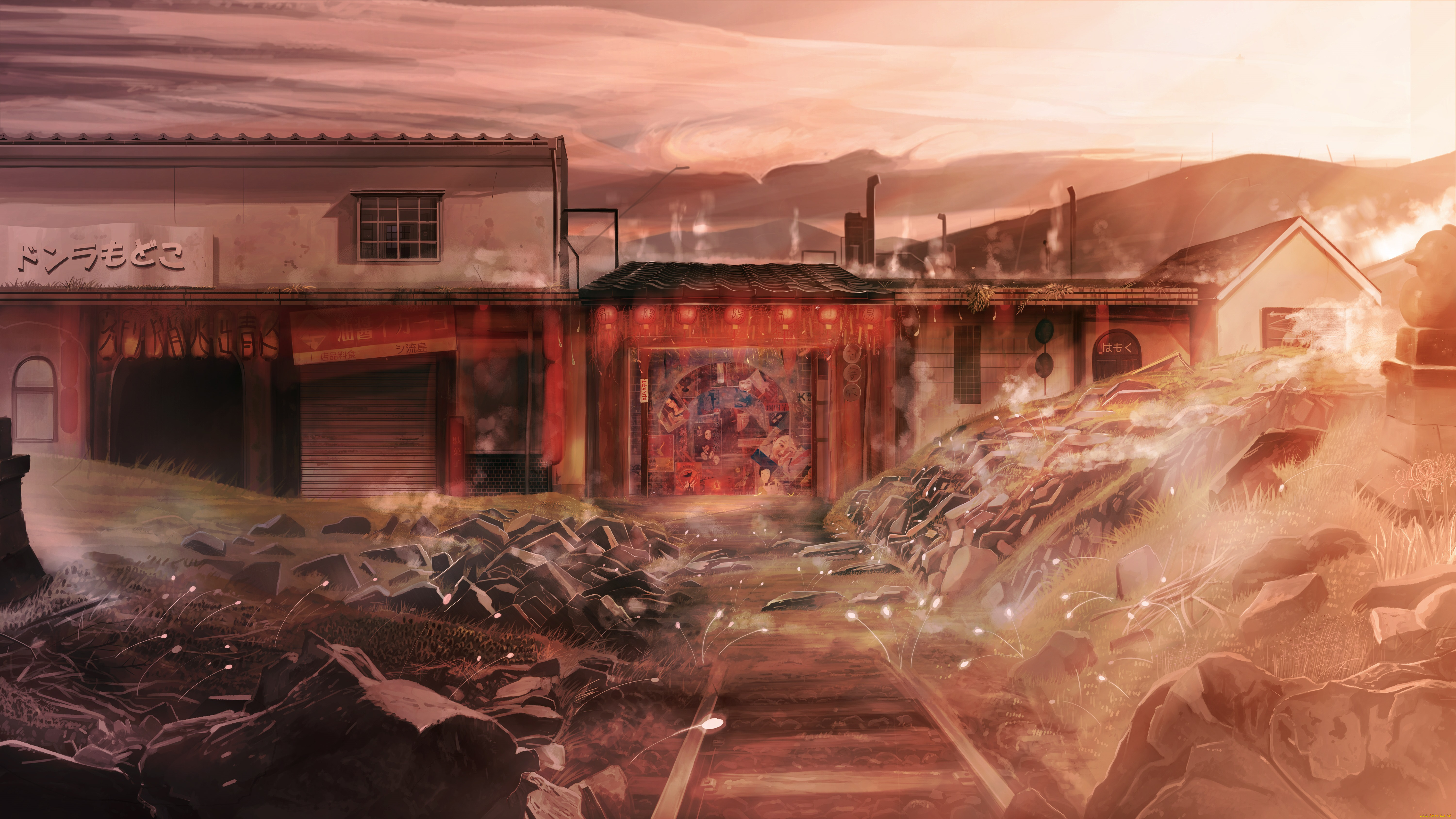 аниме, город, , улицы, , интерьер, , здания, улица