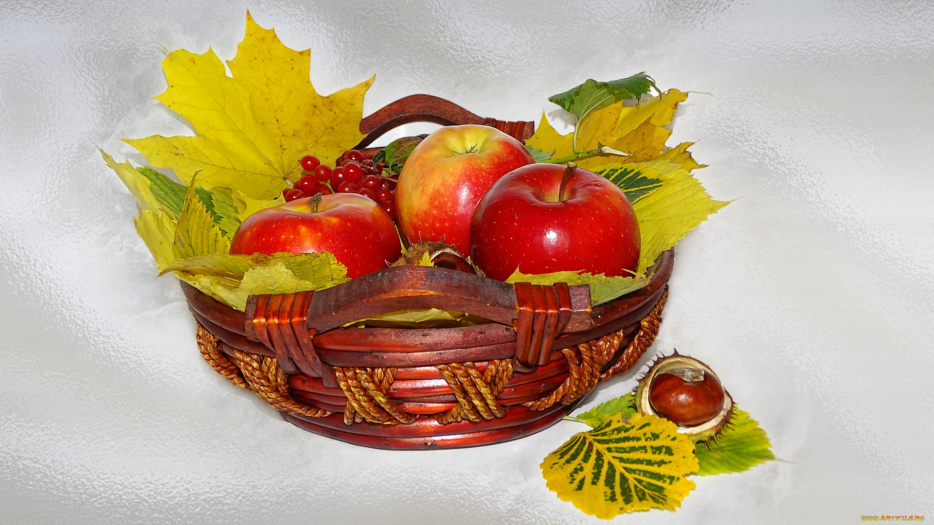 еда, яблоки, корзинка