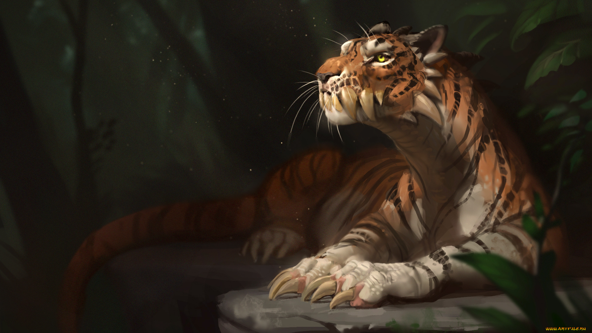 фэнтези, существа, фон, тигр