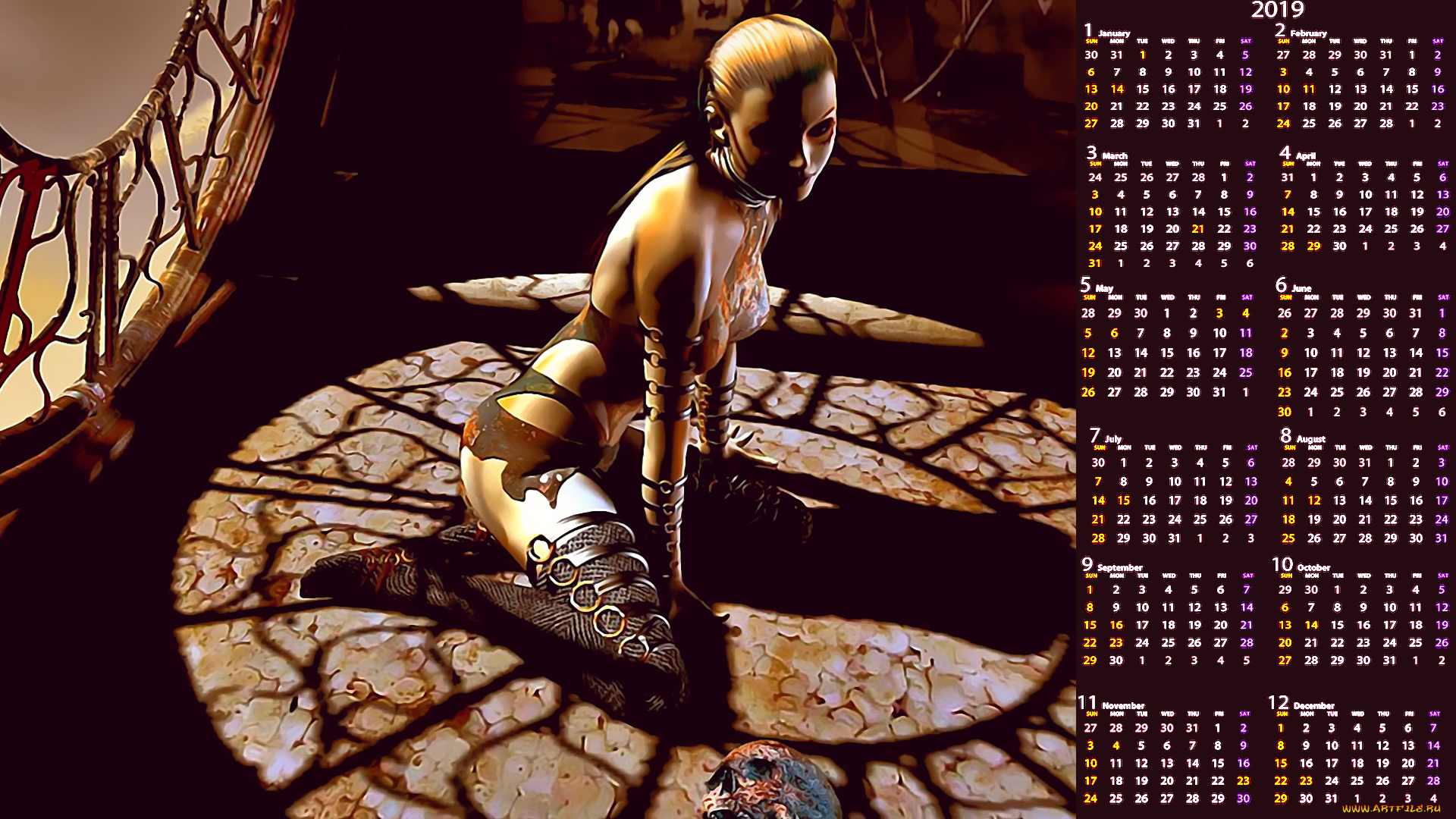 календари, 3д-графика, девушка