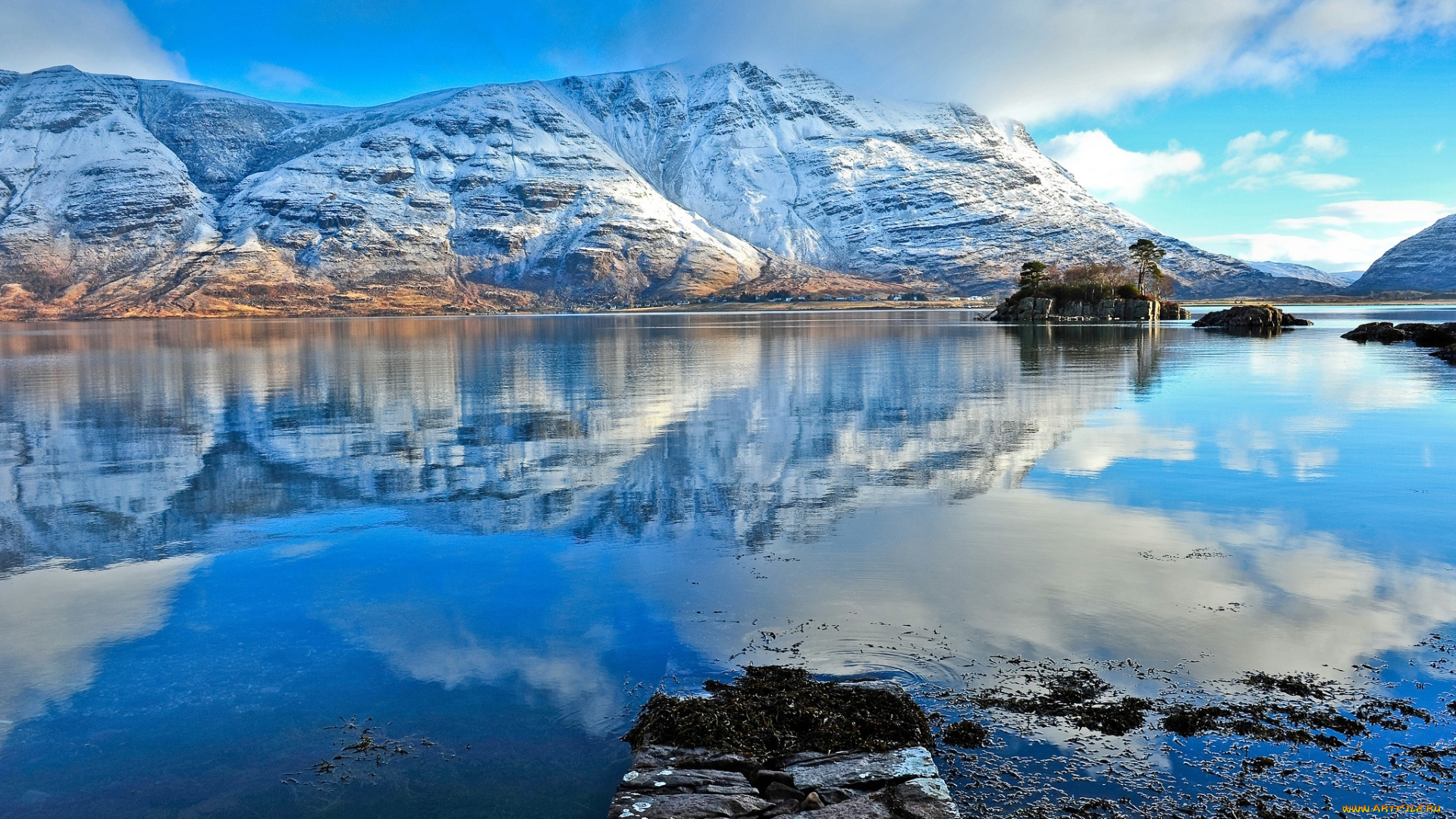 природа, реки, озера, снег, горы, озеро