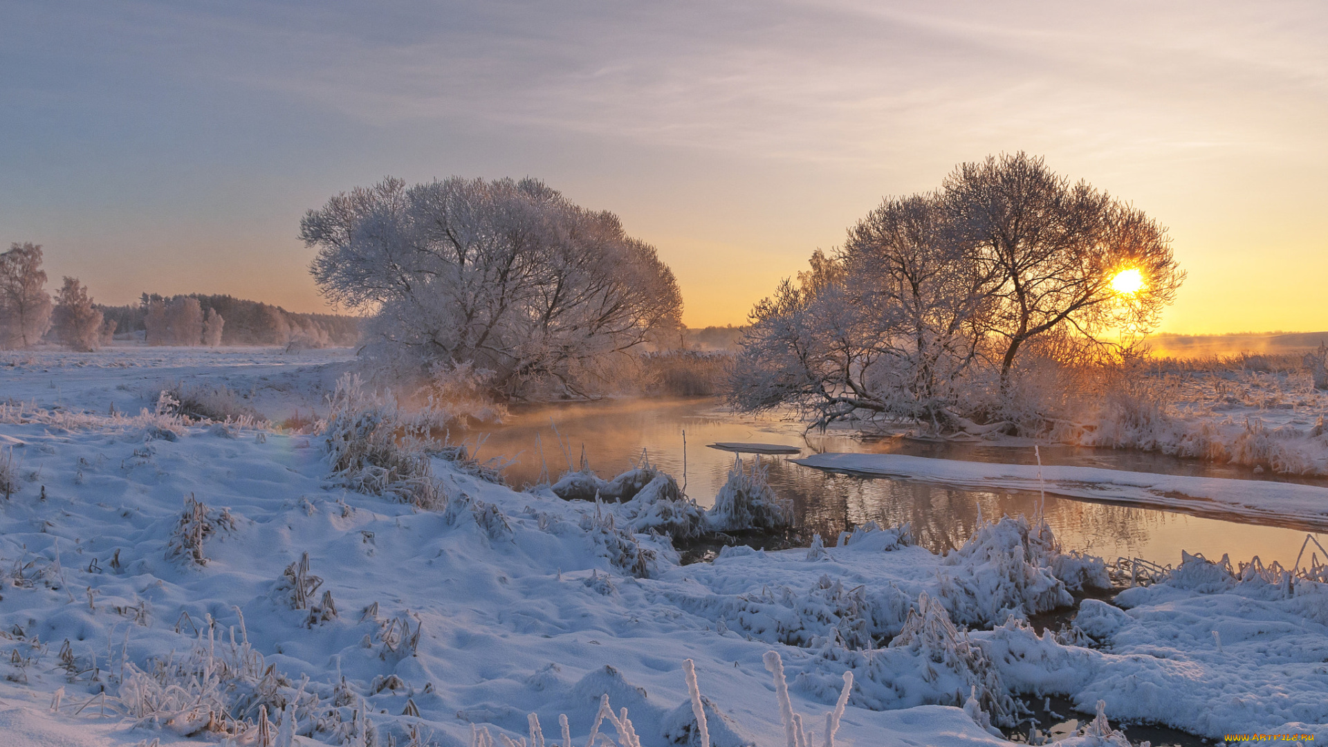 природа, реки, озера, снег, река
