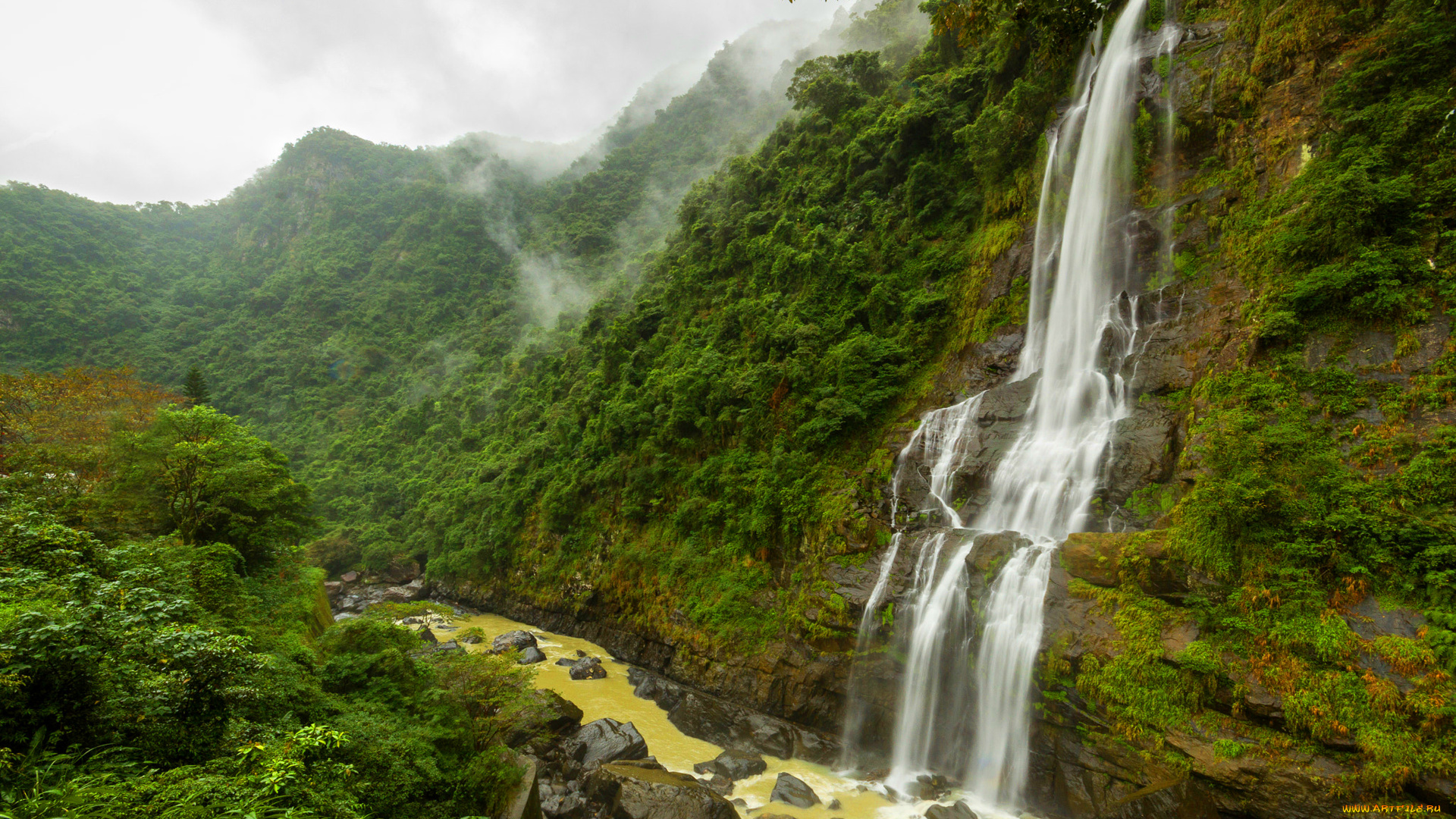 природа, водопады, водопад, горы