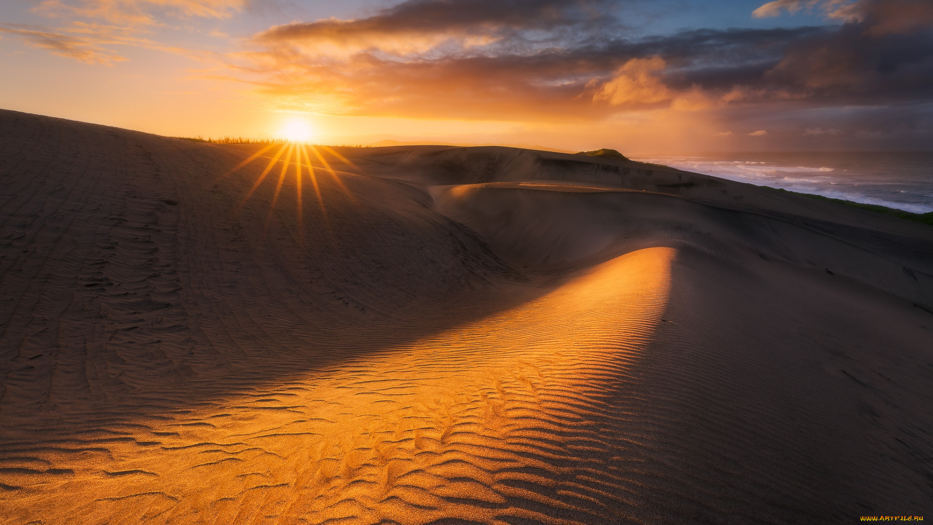 природа, восходы, закаты, свет, лучи, облака, солнце, дюны, барханы, закат, небо, песок, пустыня