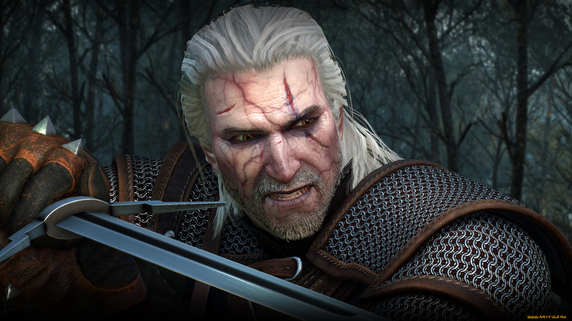 видео, игры, the, witcher, 3, , wild, hunt, меч, униформа, взгляд, фон, мужчина