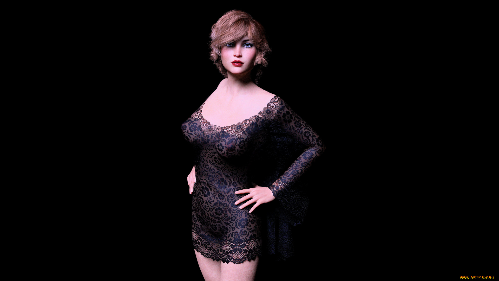 3д, графика, люди, , people, девушка, фон, взгляд, платье